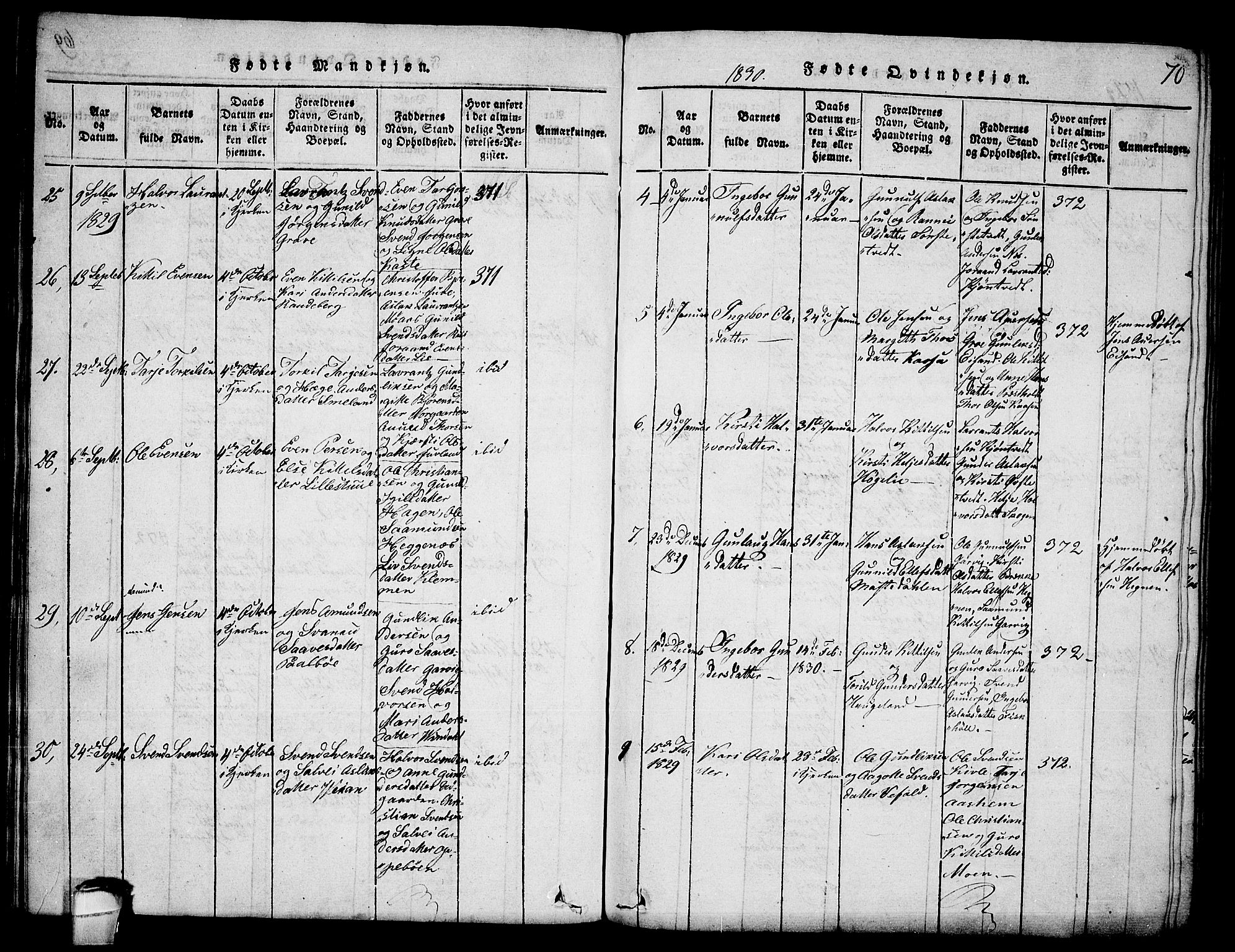 Seljord kirkebøker, SAKO/A-20/F/Fa/L0010: Parish register (official) no. I 10, 1815-1831, p. 70