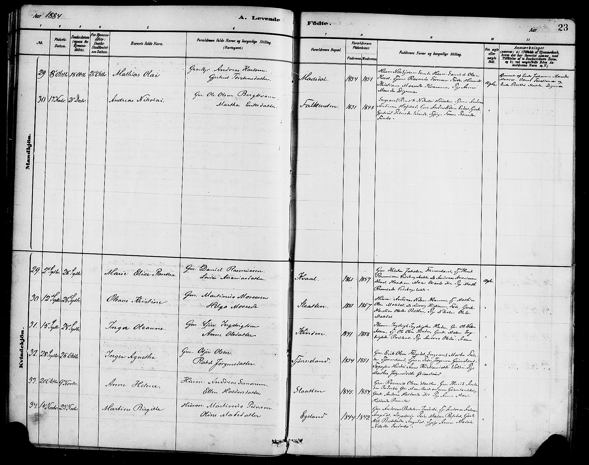 Førde sokneprestembete, AV/SAB-A-79901/H/Haa/Haab/L0001: Parish register (official) no. B 1, 1880-1898, p. 23