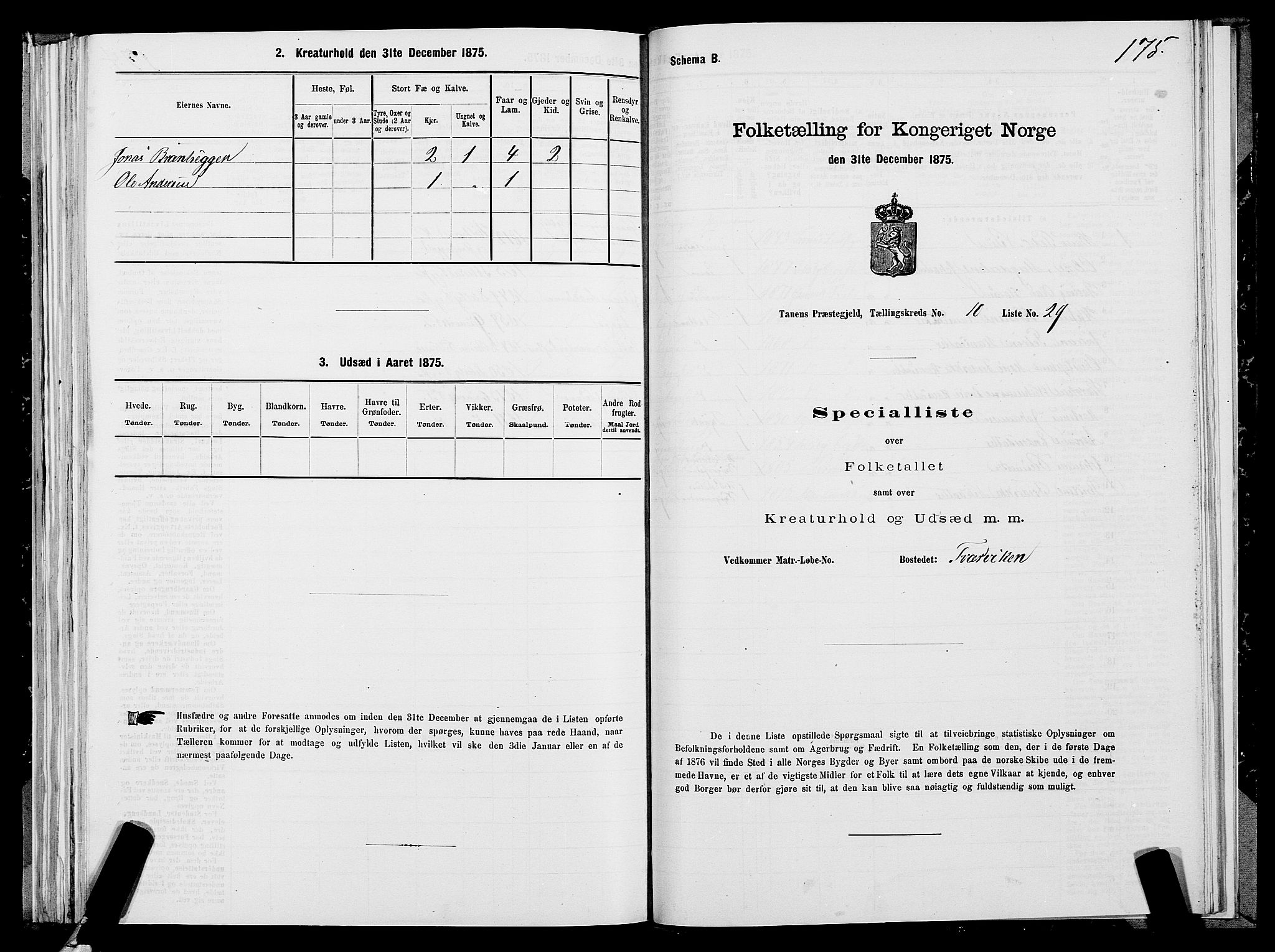 SATØ, 1875 census for 2025P Tana, 1875, p. 3175