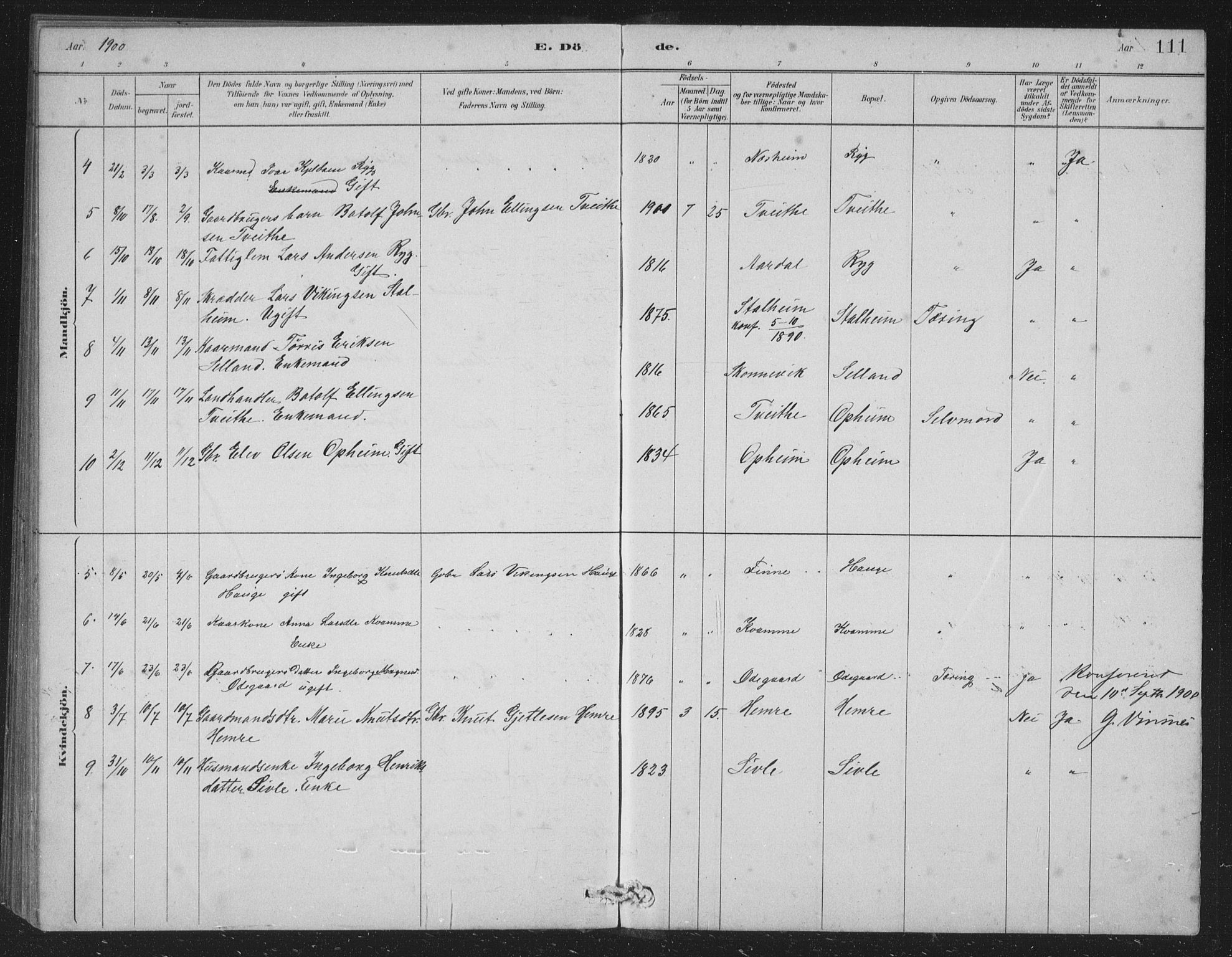 Vossestrand Sokneprestembete, AV/SAB-A-79101/H/Hab: Parish register (copy) no. A 2, 1880-1902, p. 111