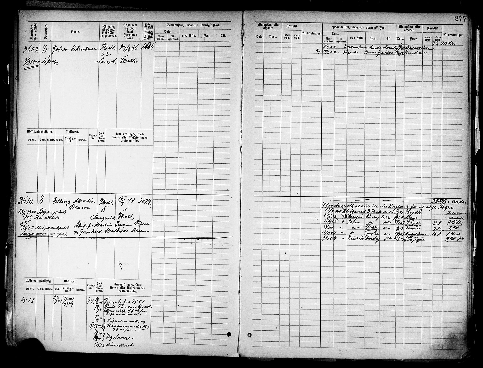 Tvedestrand mønstringskrets, AV/SAK-2031-0011/F/Fb/L0019: Hovedrulle nr 3057-3818, U-35, 1892-1906, p. 285