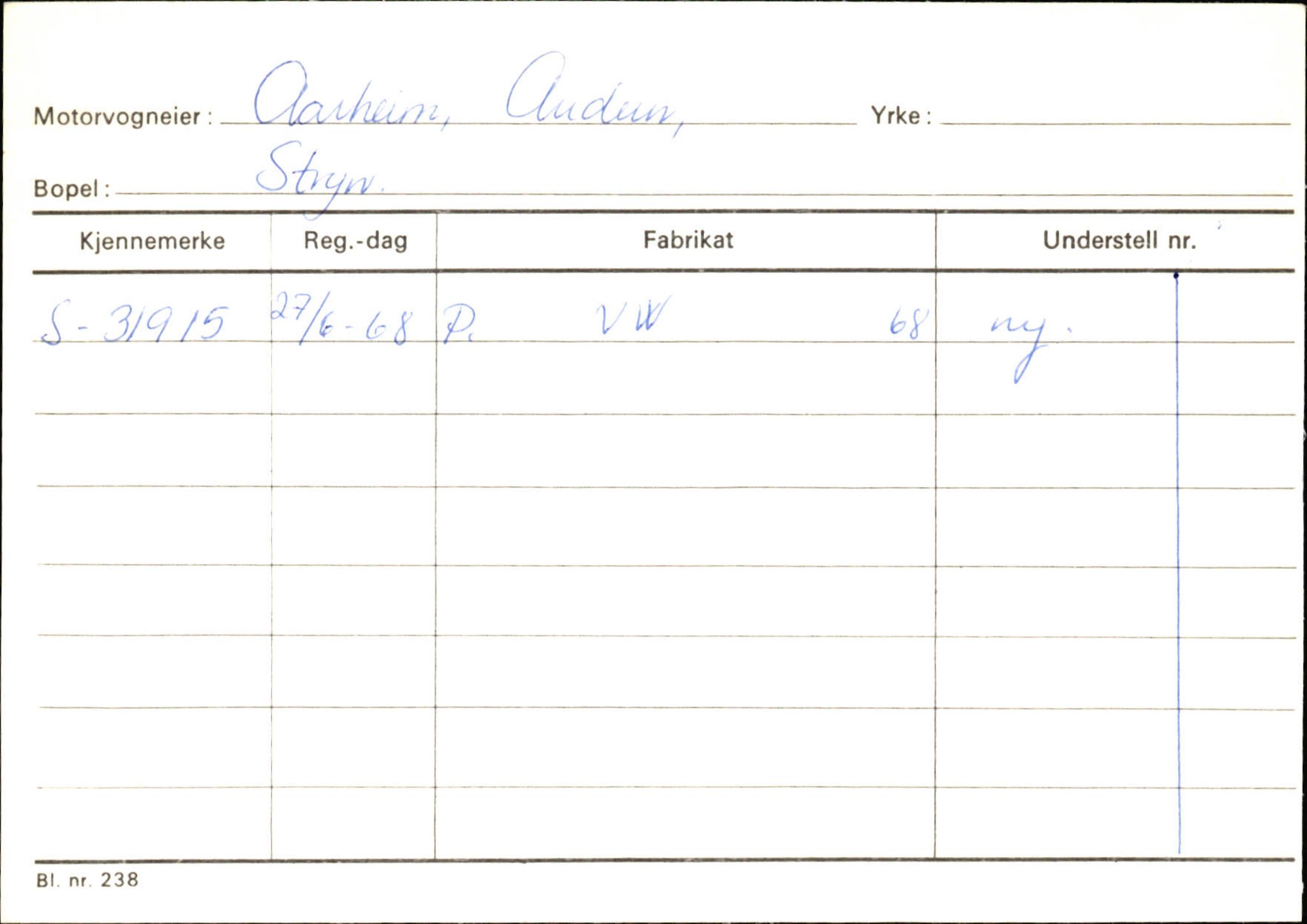 Statens vegvesen, Sogn og Fjordane vegkontor, AV/SAB-A-5301/4/F/L0131: Eigarregister Høyanger P-Å. Stryn S-Å, 1945-1975, p. 2569