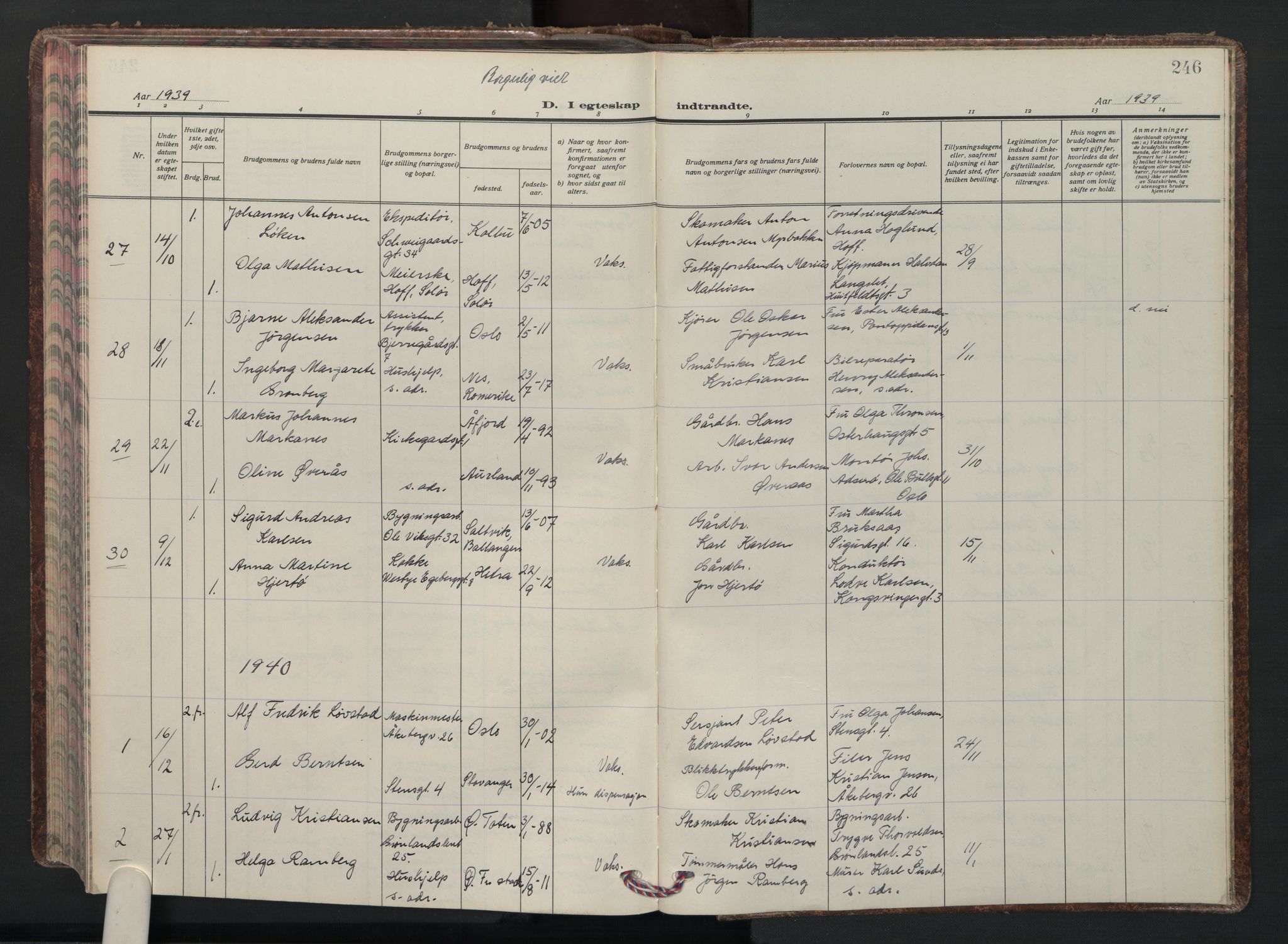 Grønland prestekontor Kirkebøker, AV/SAO-A-10848/F/Fa/L0020: Parish register (official) no. 20, 1935-1946, p. 246