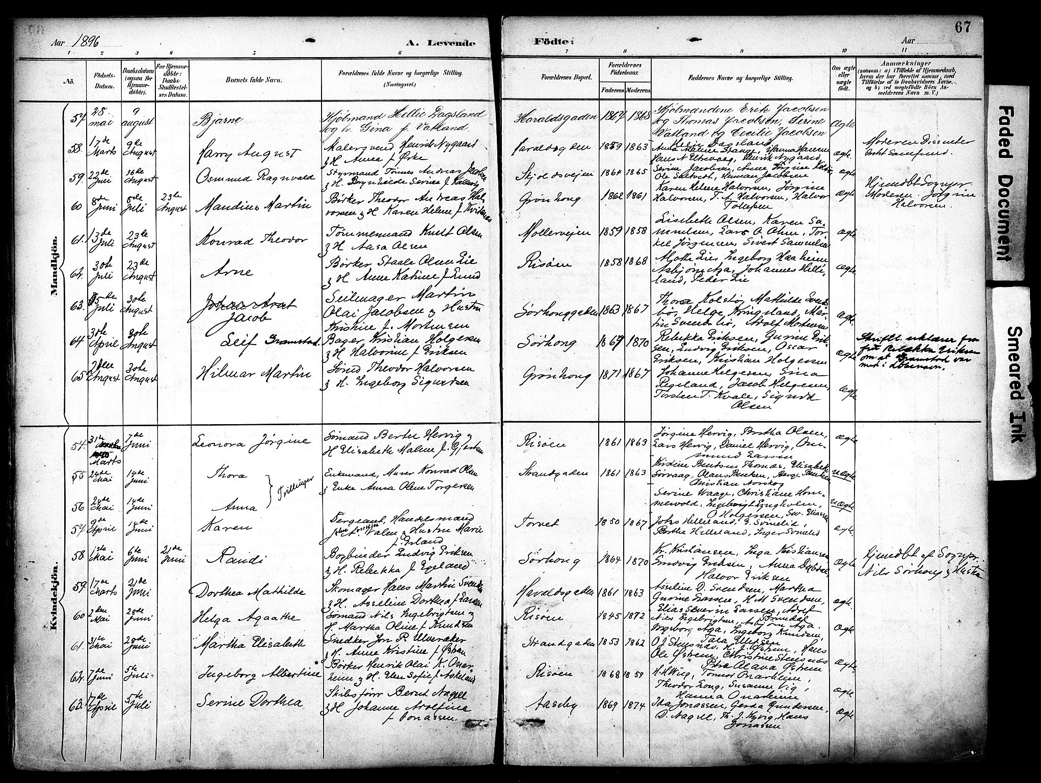 Haugesund sokneprestkontor, AV/SAST-A -101863/H/Ha/Haa/L0006: Parish register (official) no. A 6, 1891-1907, p. 67