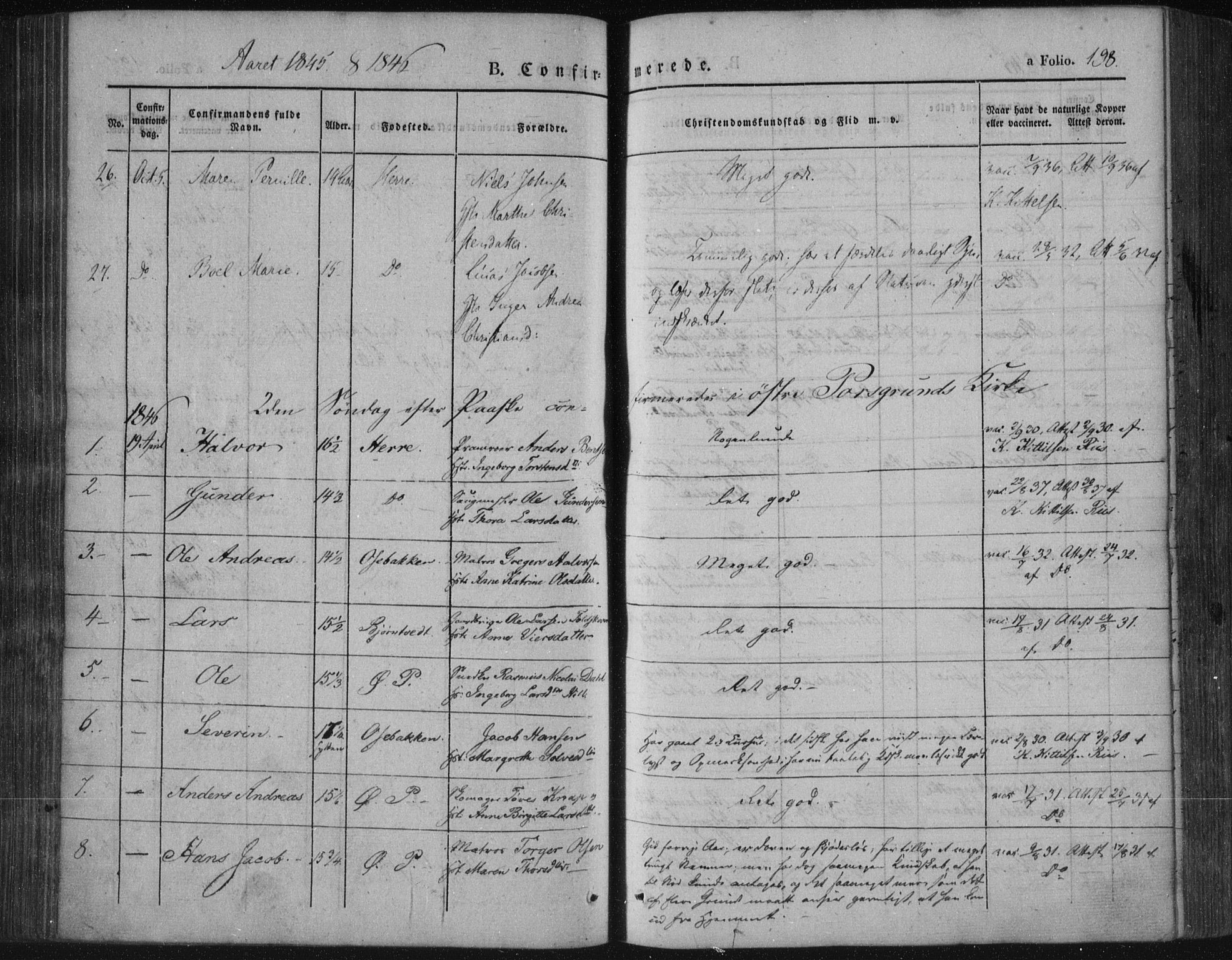 Porsgrunn kirkebøker , SAKO/A-104/F/Fa/L0006: Parish register (official) no. 6, 1841-1857, p. 198