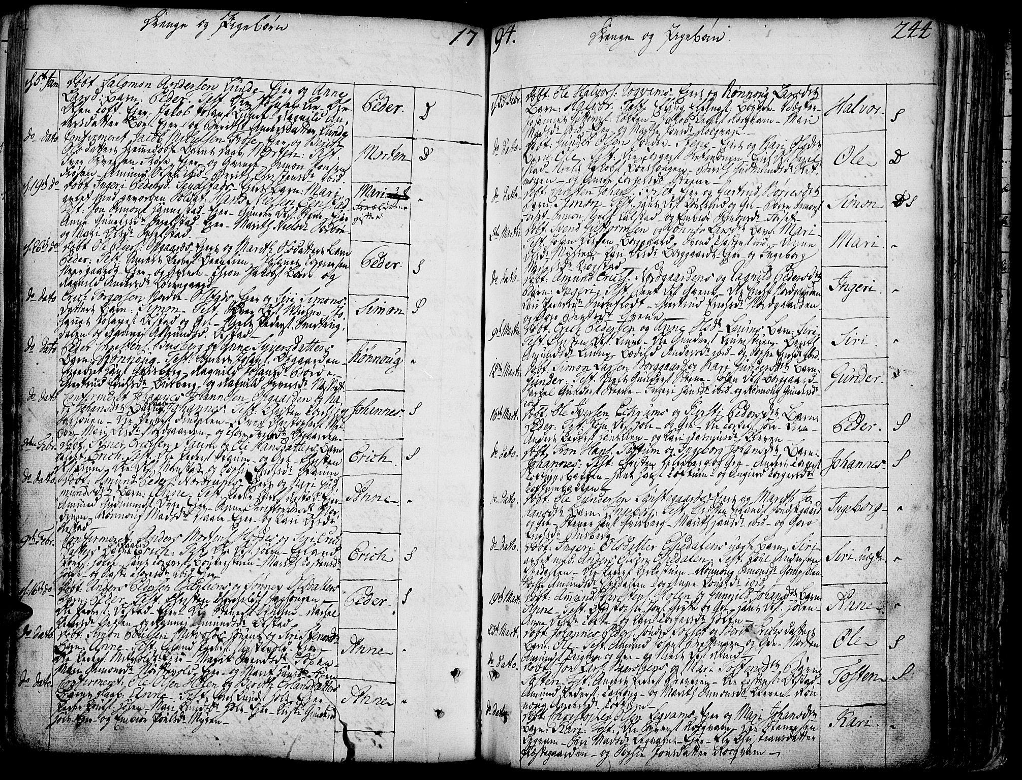 Gausdal prestekontor, SAH/PREST-090/H/Ha/Haa/L0003: Parish register (official) no. 3, 1758-1809, p. 244