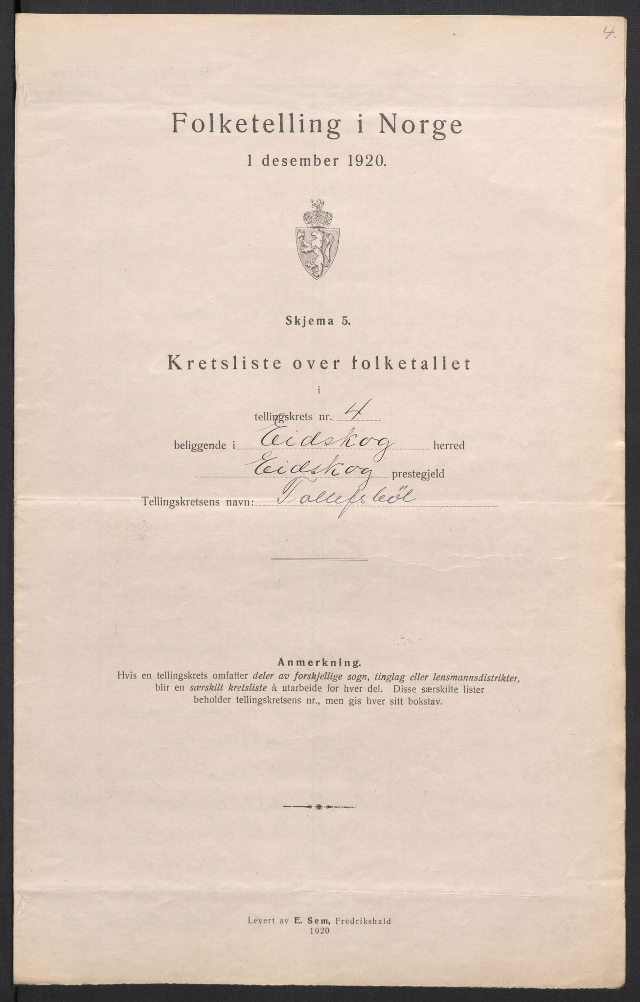 SAH, 1920 census for Eidskog, 1920, p. 22