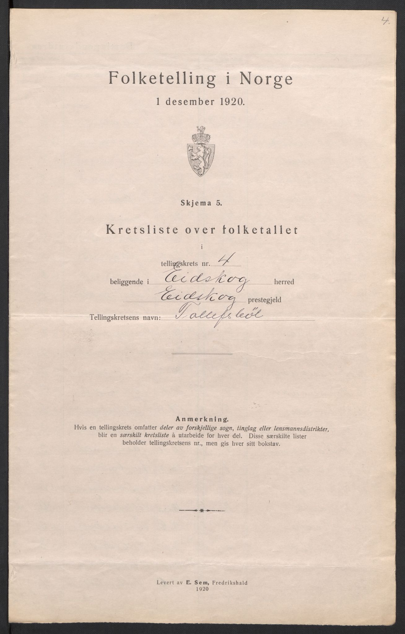 SAH, 1920 census for Eidskog, 1920, p. 22