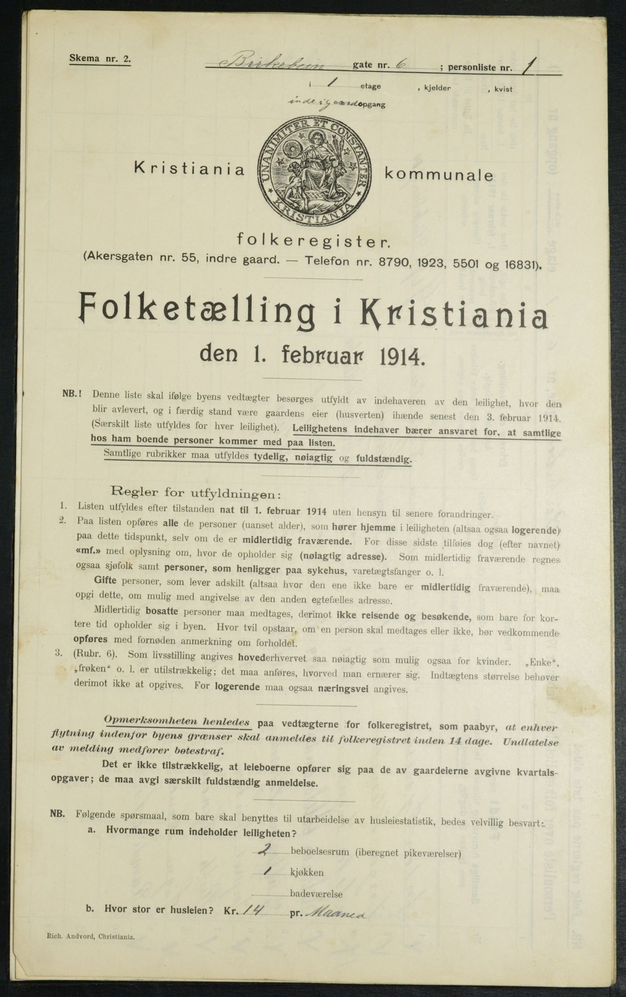 OBA, Municipal Census 1914 for Kristiania, 1914, p. 4945