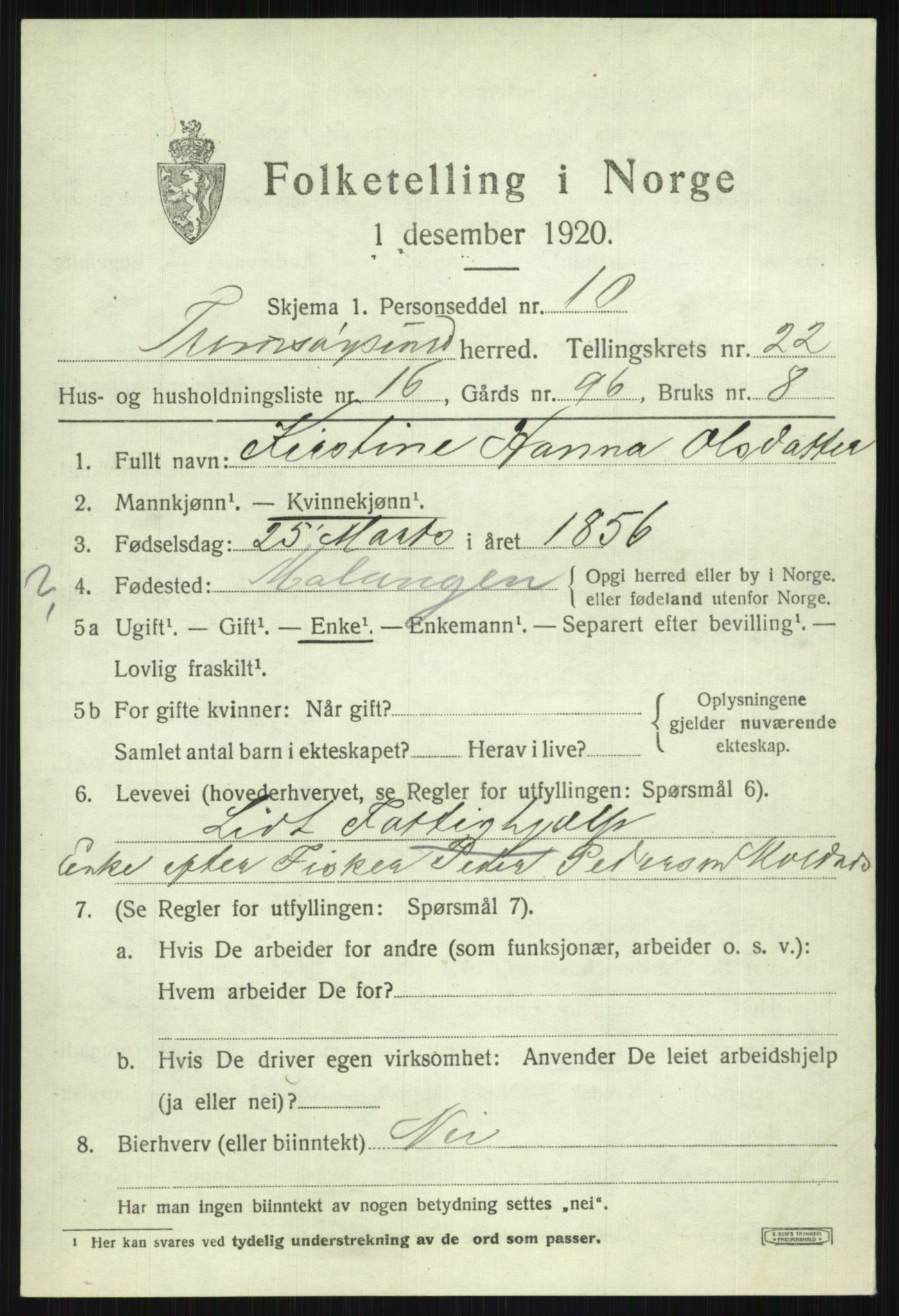 SATØ, 1920 census for Tromsøysund, 1920, p. 11508