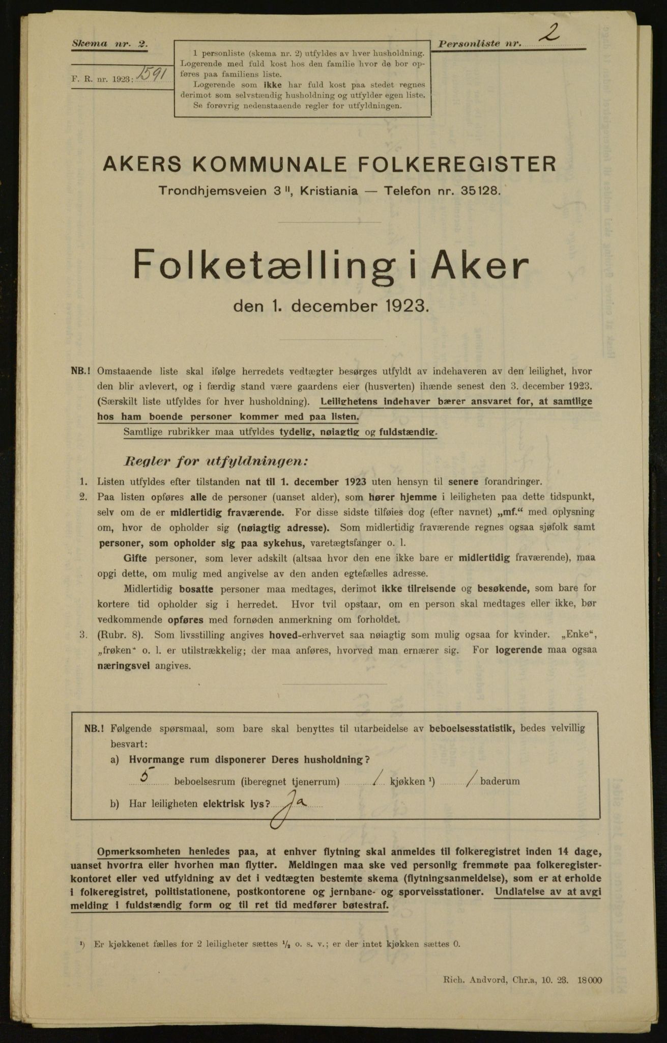 , Municipal Census 1923 for Aker, 1923, p. 32587