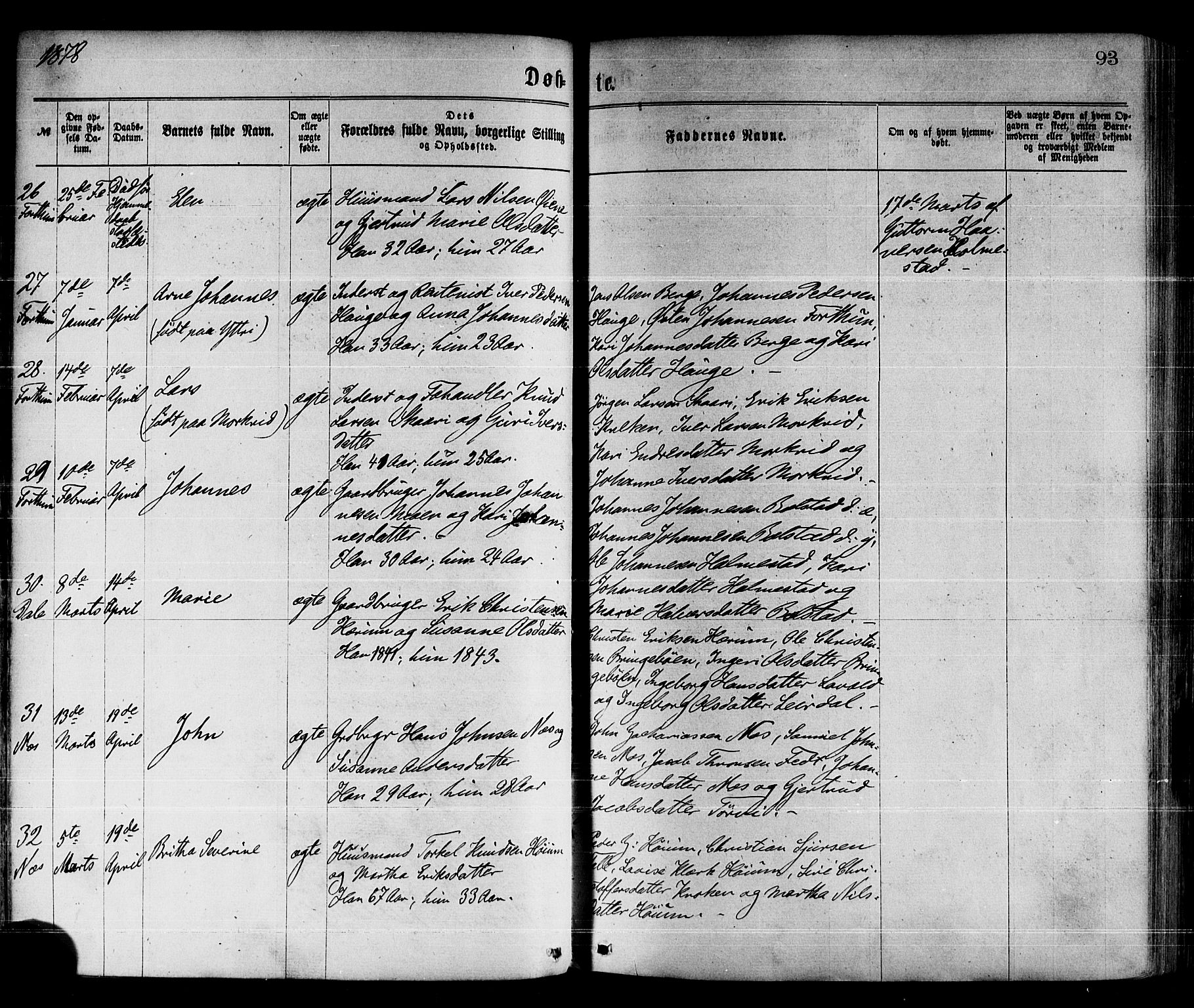 Luster sokneprestembete, AV/SAB-A-81101/H/Haa/Haaa/L0010: Parish register (official) no. A 10, 1871-1886, p. 93