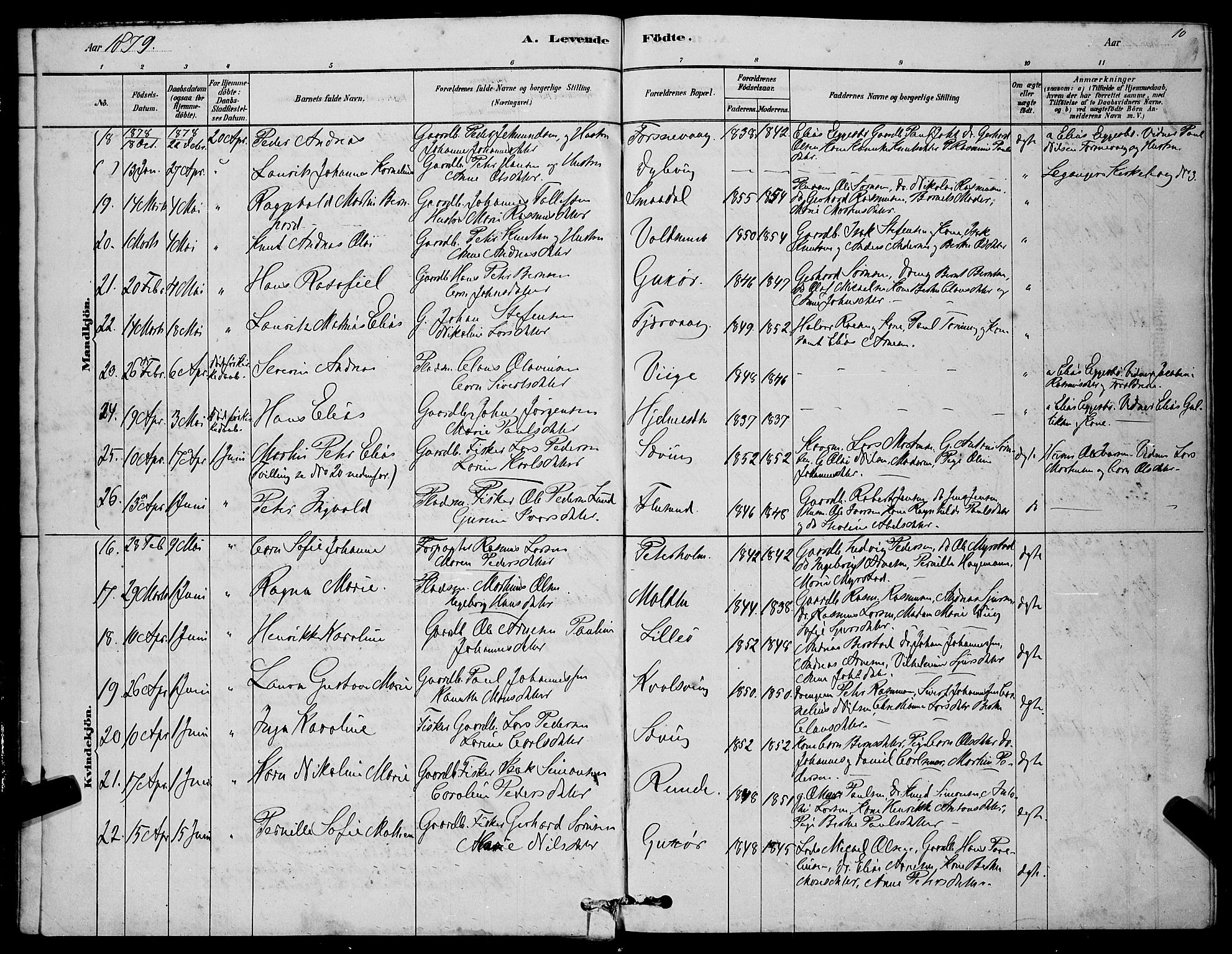 Ministerialprotokoller, klokkerbøker og fødselsregistre - Møre og Romsdal, AV/SAT-A-1454/507/L0081: Parish register (copy) no. 507C04, 1878-1898, p. 10