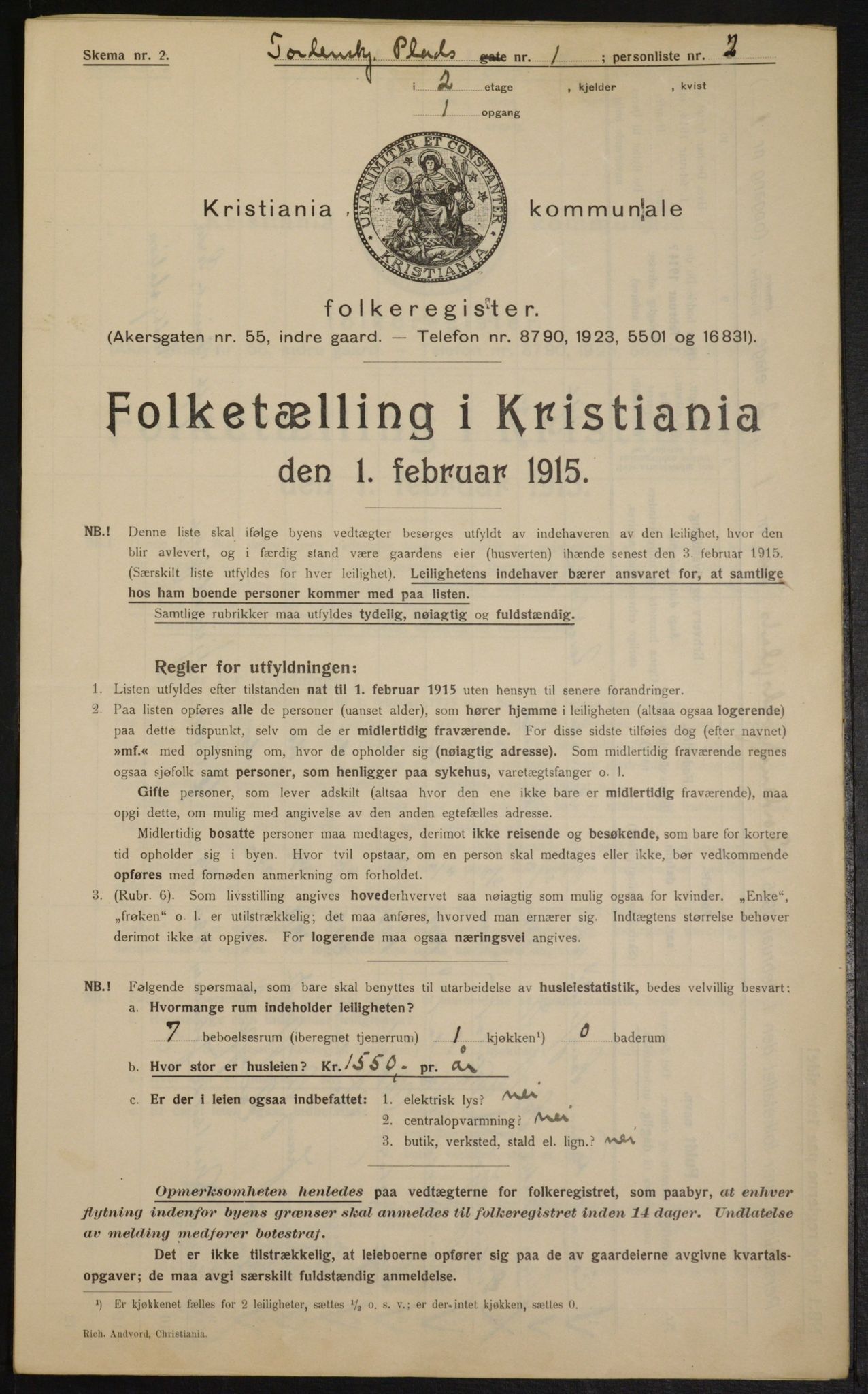 OBA, Municipal Census 1915 for Kristiania, 1915, p. 114155