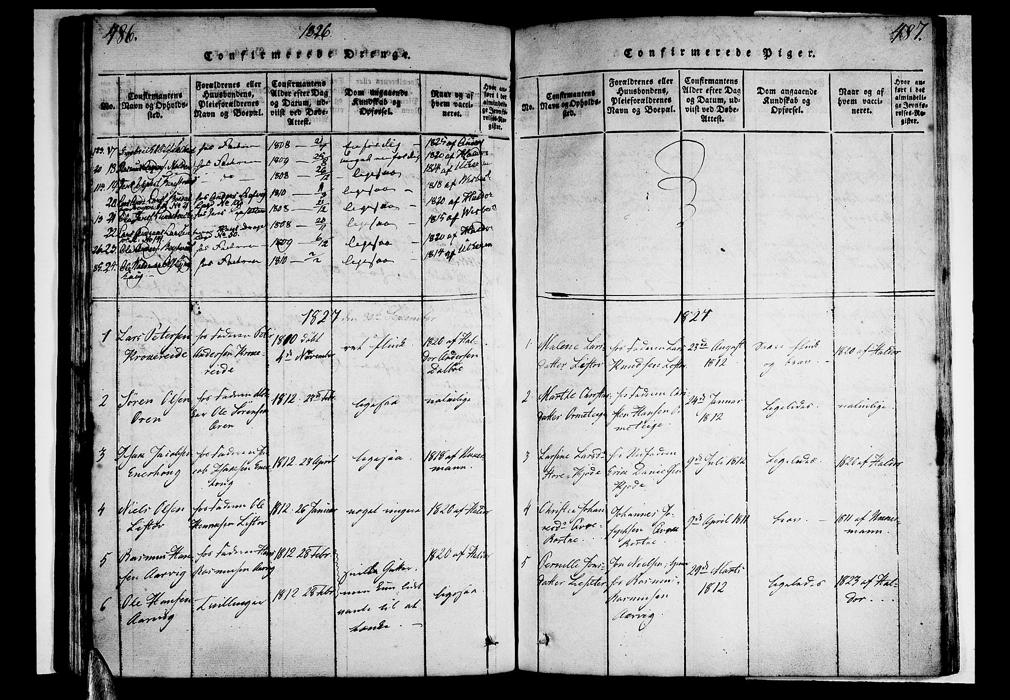 Selje sokneprestembete, SAB/A-99938/H/Ha/Haa/Haaa: Parish register (official) no. A 8, 1816-1828, p. 486-487