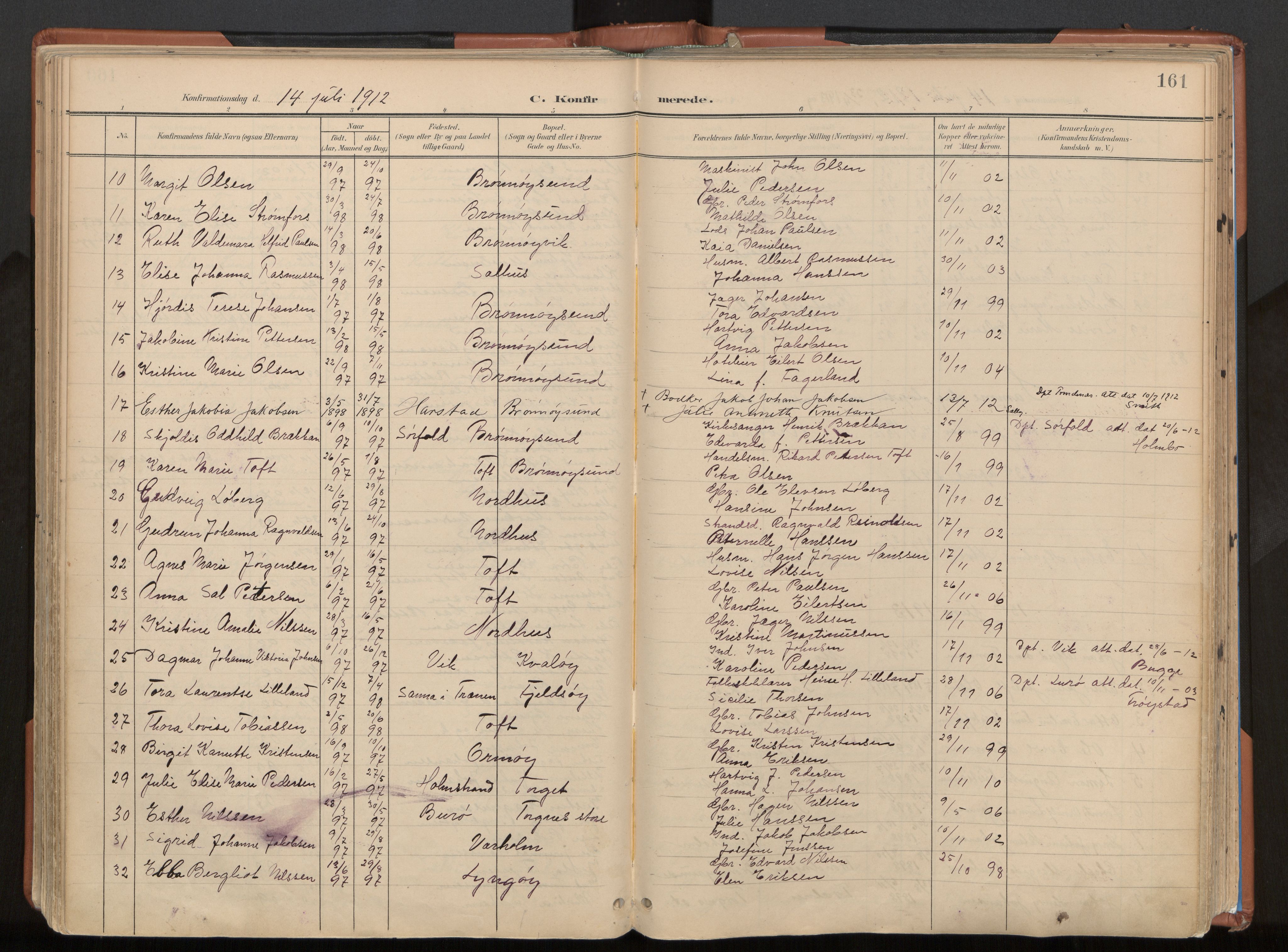 Ministerialprotokoller, klokkerbøker og fødselsregistre - Nordland, SAT/A-1459/813/L0201: Parish register (official) no. 813A11, 1901-1918, p. 161