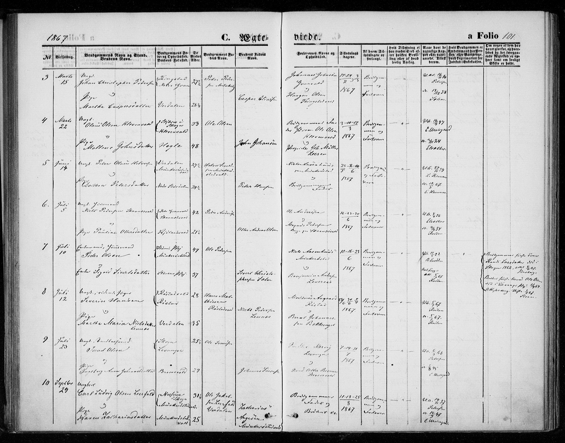 Ministerialprotokoller, klokkerbøker og fødselsregistre - Nord-Trøndelag, AV/SAT-A-1458/721/L0206: Parish register (official) no. 721A01, 1864-1874, p. 101