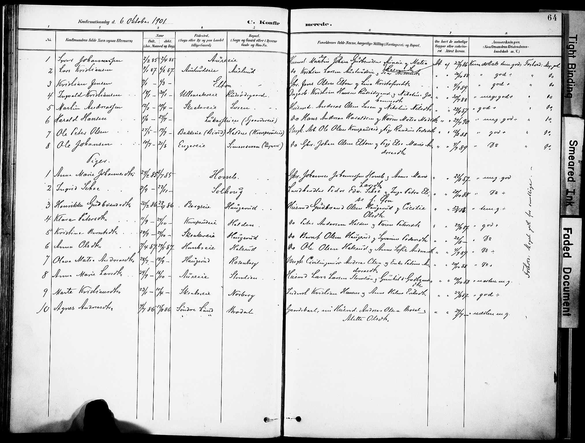 Nordre Land prestekontor, SAH/PREST-124/H/Ha/Haa/L0006: Parish register (official) no. 6, 1897-1914, p. 64