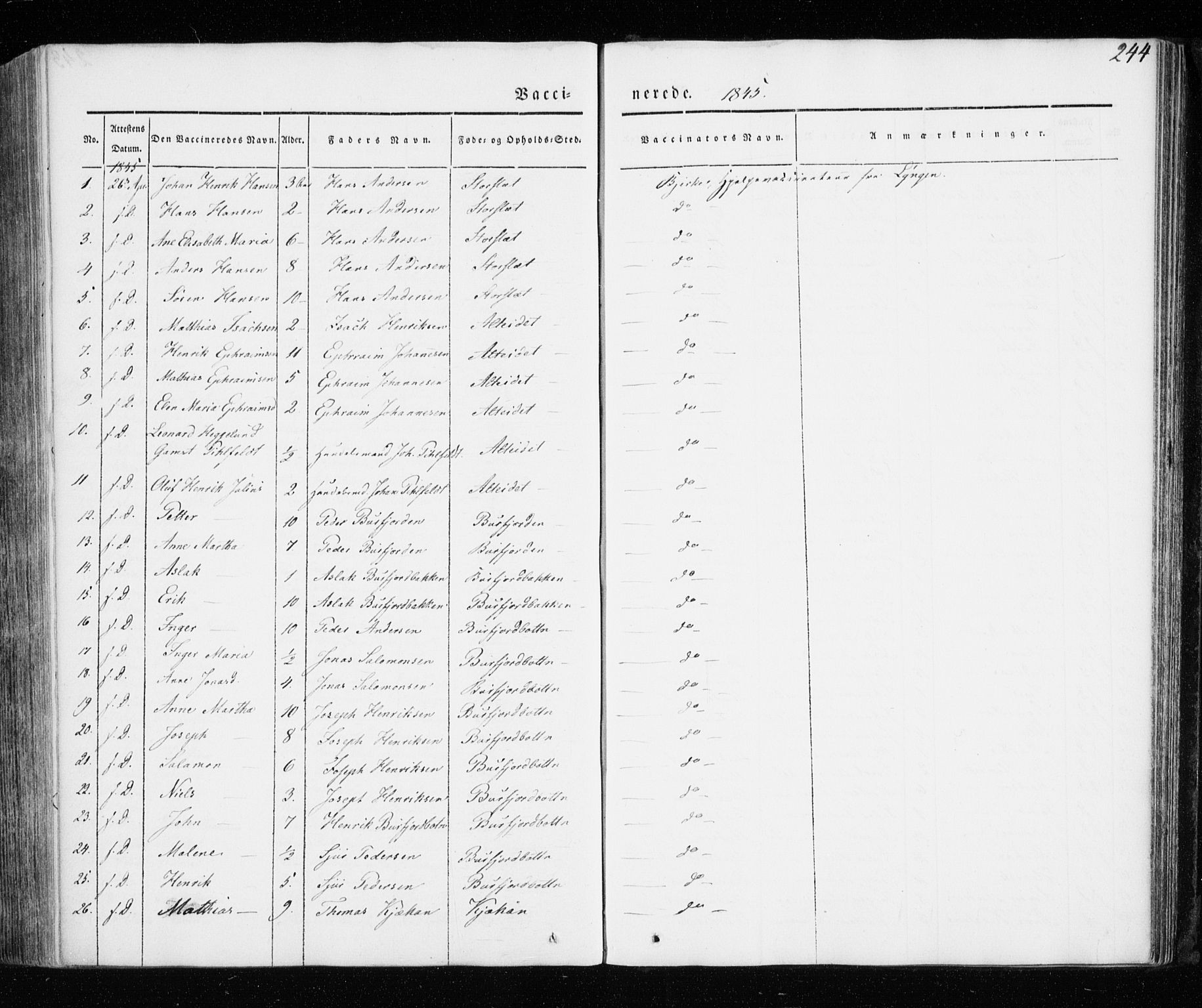 Skjervøy sokneprestkontor, SATØ/S-1300/H/Ha/Haa/L0005kirke: Parish register (official) no. 5, 1838-1847, p. 244