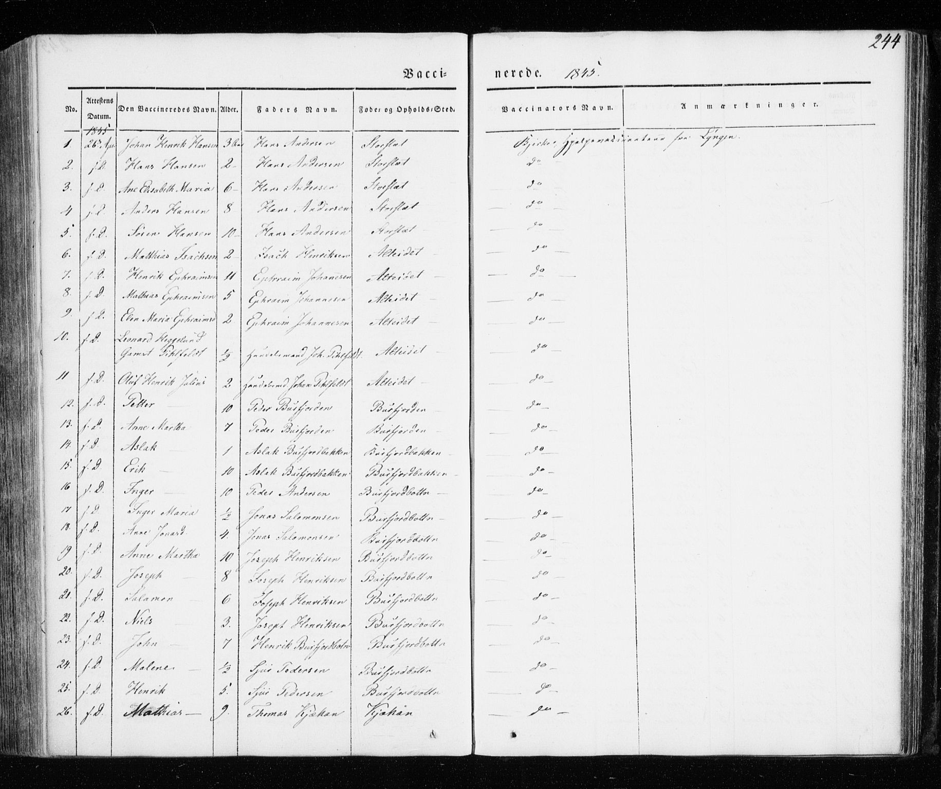 Skjervøy sokneprestkontor, AV/SATØ-S-1300/H/Ha/Haa/L0005kirke: Parish register (official) no. 5, 1838-1847, p. 244