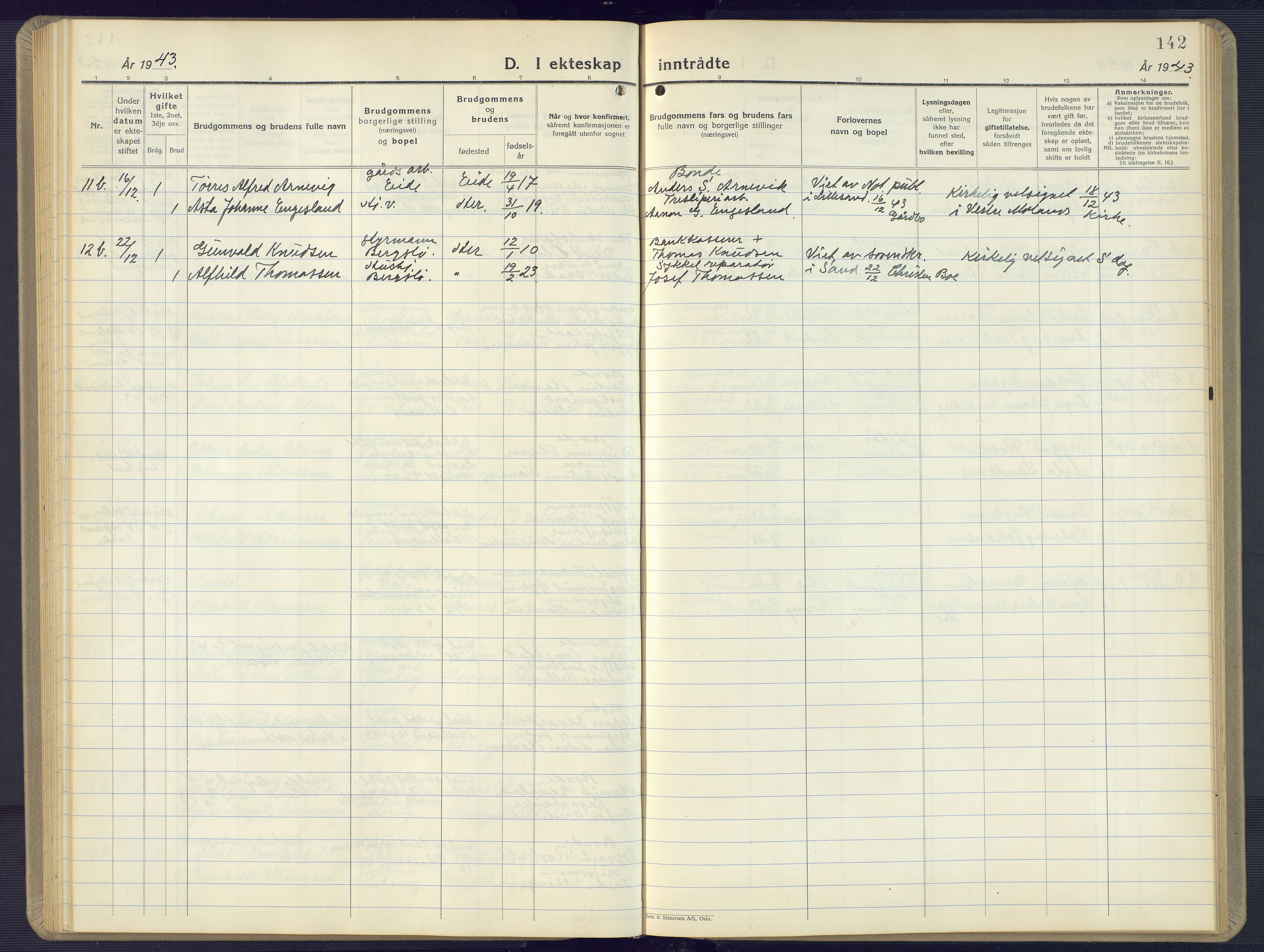 Vestre Moland sokneprestkontor, AV/SAK-1111-0046/F/Fb/Fbb/L0008: Parish register (copy) no. B 8, 1930-1966, p. 142