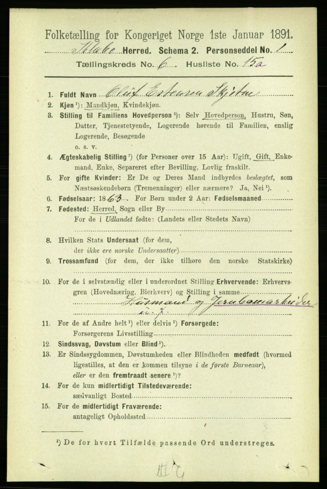 RA, 1891 census for 1662 Klæbu, 1891, p. 1316