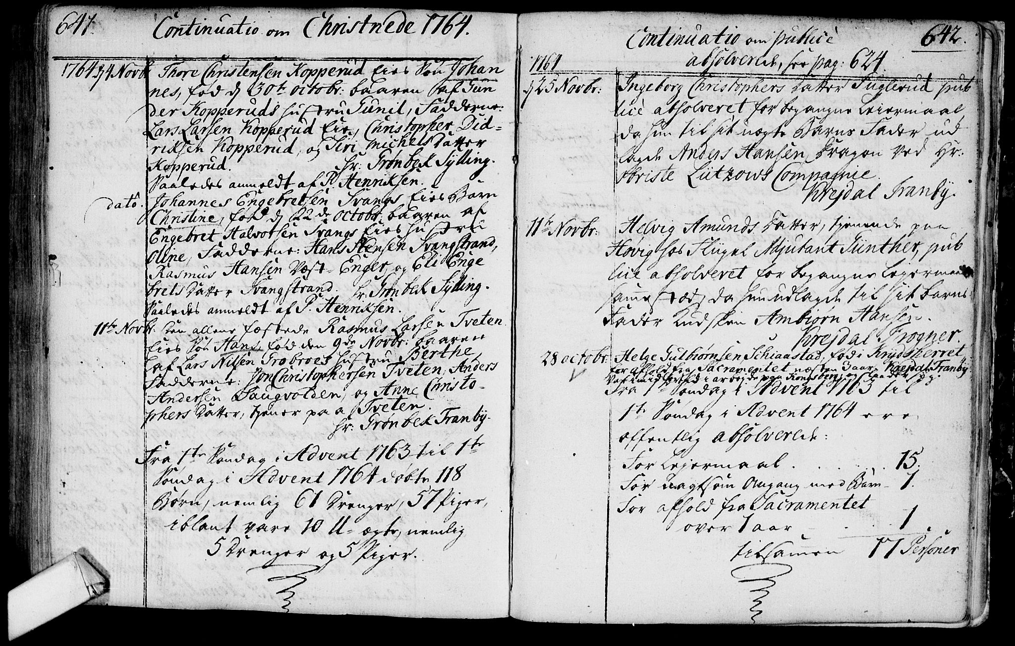 Lier kirkebøker, AV/SAKO-A-230/F/Fa/L0004: Parish register (official) no. I 4, 1749-1764, p. 641-642