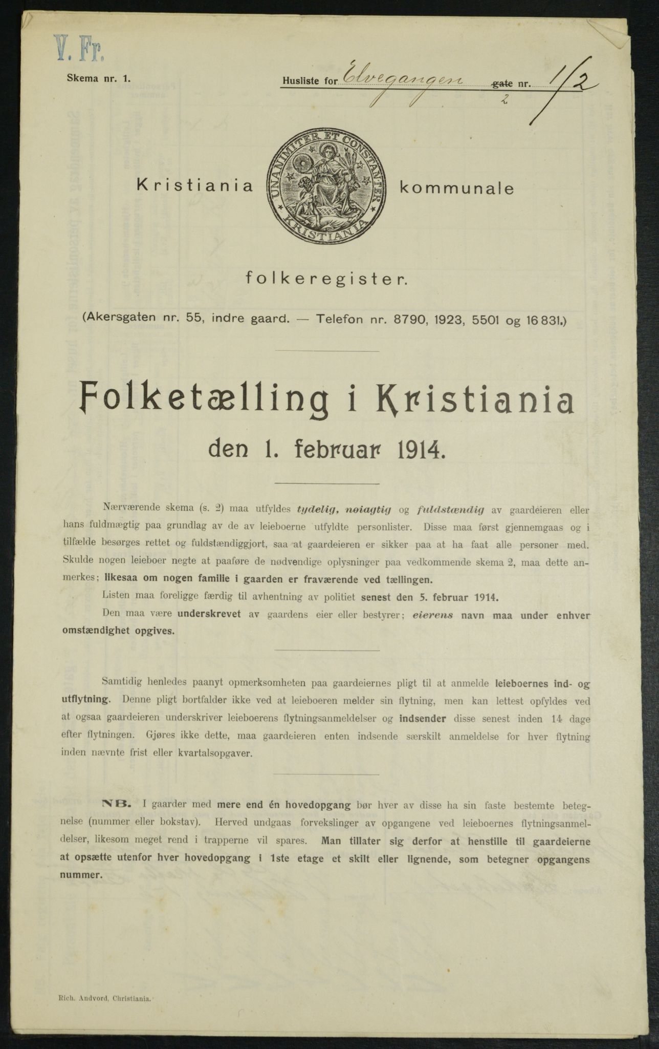 OBA, Municipal Census 1914 for Kristiania, 1914, p. 21046