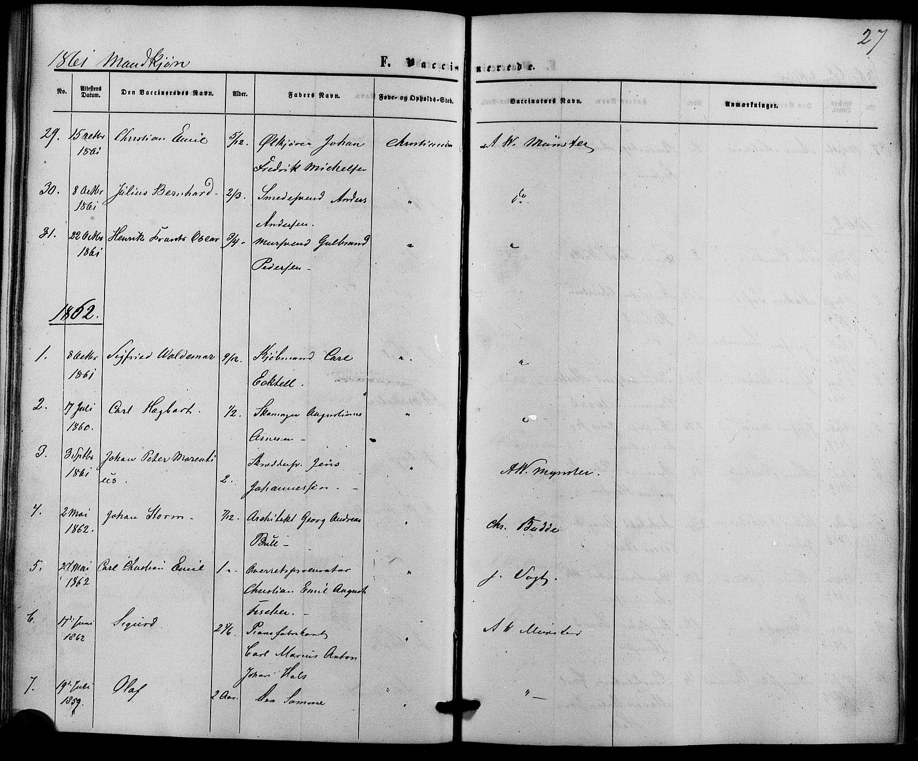 Trefoldighet prestekontor Kirkebøker, SAO/A-10882/F/Fh/L0001: Vaccination register no. 1, 1857-1867, p. 27
