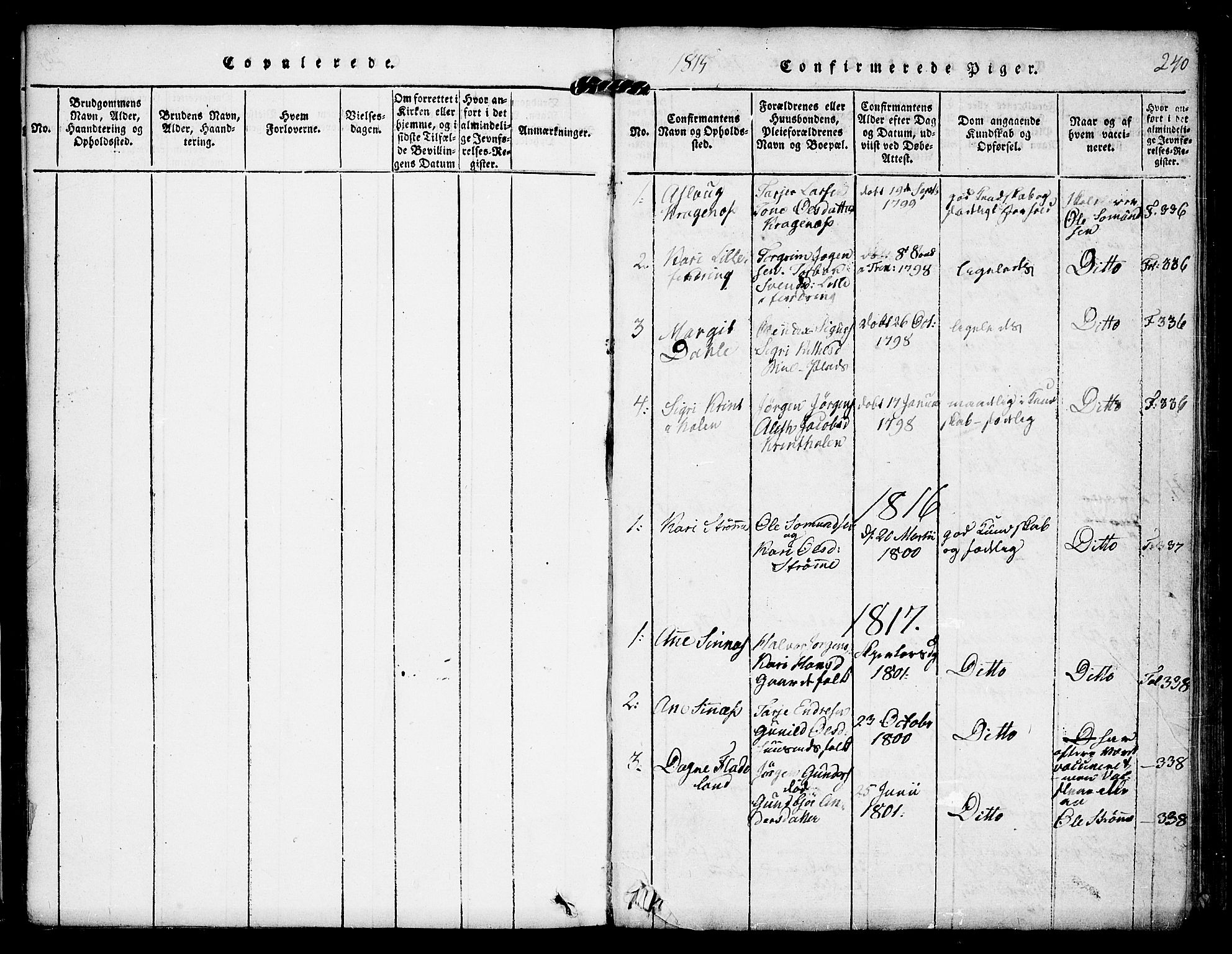 Kviteseid kirkebøker, SAKO/A-276/F/Fc/L0001: Parish register (official) no. III 1, 1815-1836, p. 240