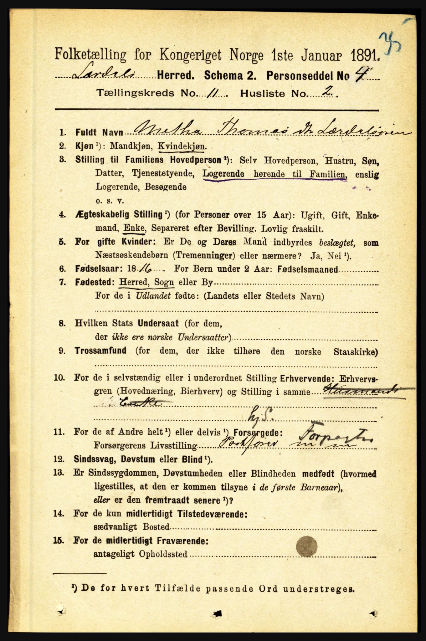 RA, 1891 census for 1422 Lærdal, 1891, p. 2170