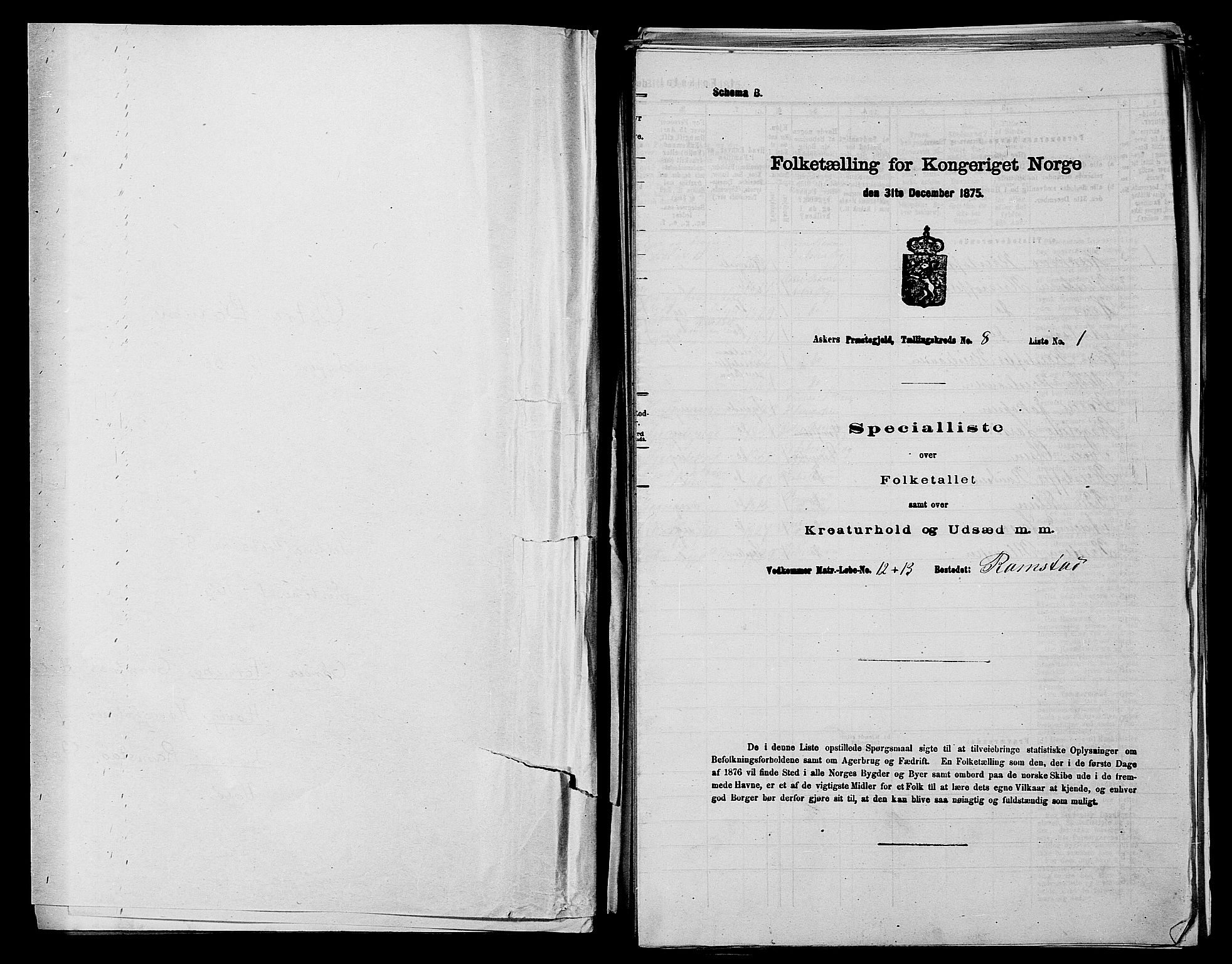 RA, 1875 census for 0220P Asker, 1875, p. 1432