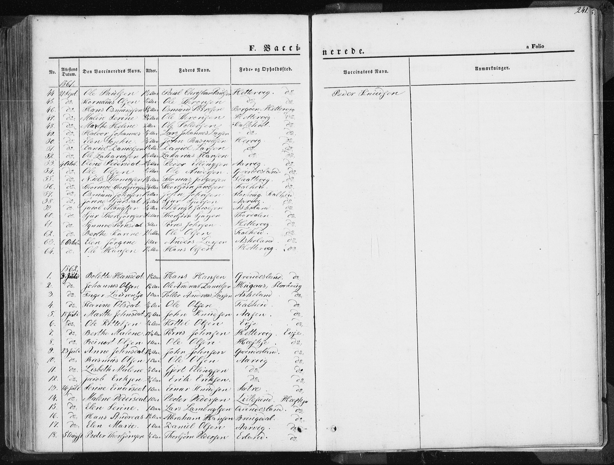 Tysvær sokneprestkontor, SAST/A -101864/H/Ha/Haa/L0003: Parish register (official) no. A 3, 1856-1865, p. 241
