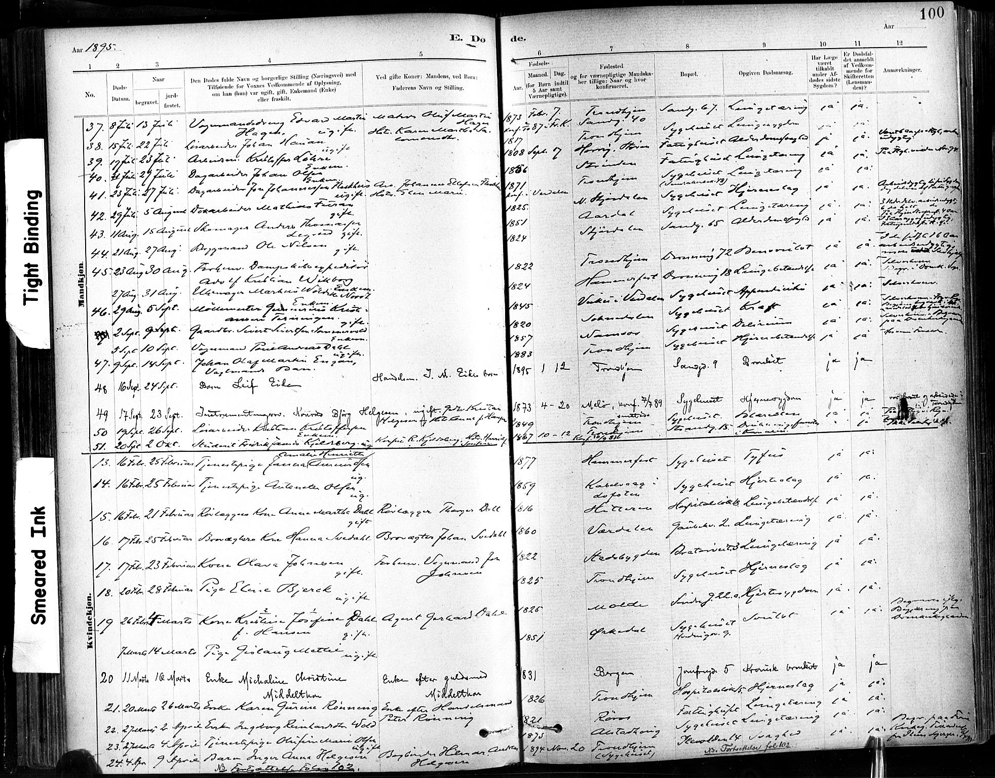 Ministerialprotokoller, klokkerbøker og fødselsregistre - Sør-Trøndelag, SAT/A-1456/602/L0120: Parish register (official) no. 602A18, 1880-1913, p. 100