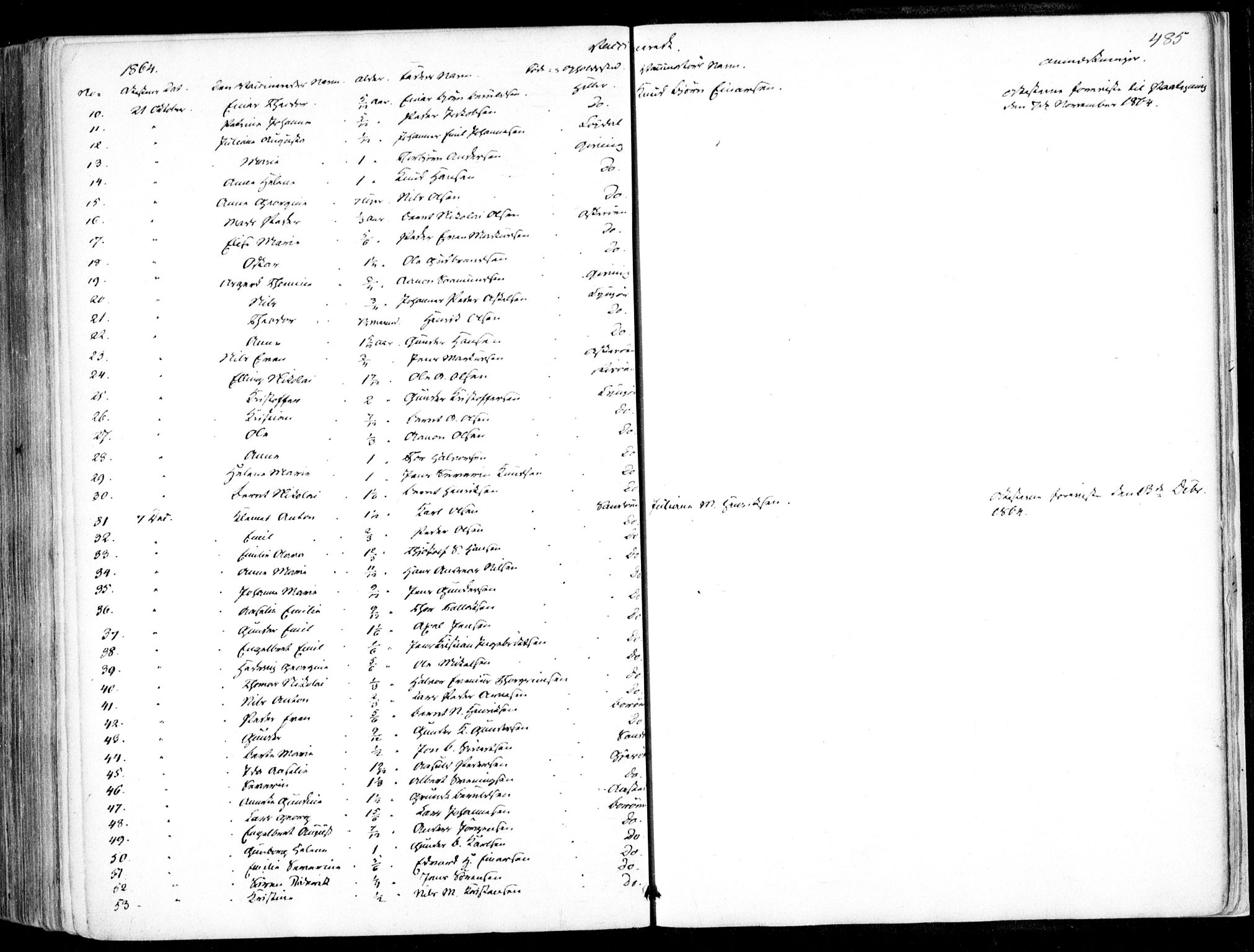 Dypvåg sokneprestkontor, SAK/1111-0007/F/Fa/Faa/L0006: Parish register (official) no. A 6, 1855-1872, p. 485