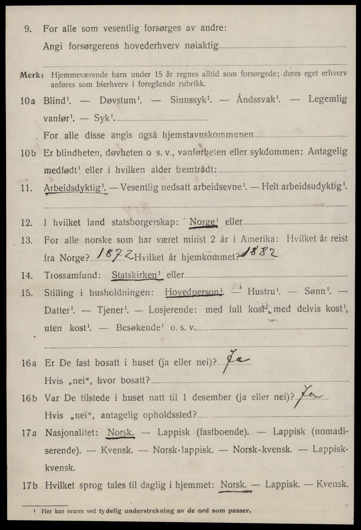 SAT, 1920 census for Buvik, 1920, p. 301