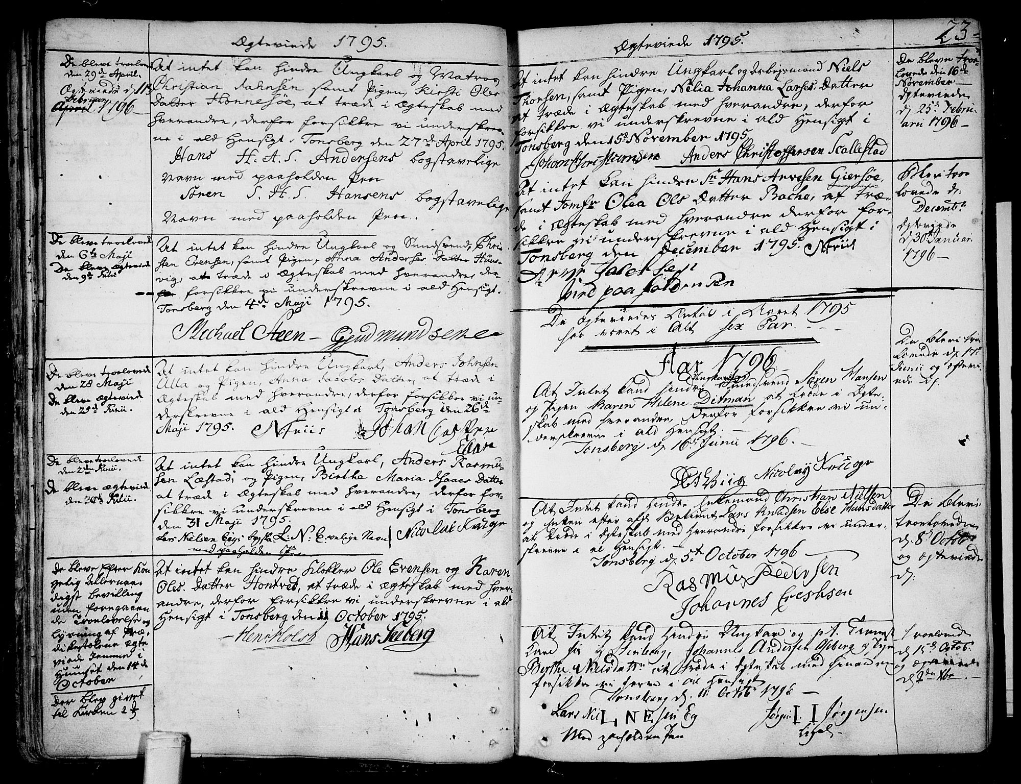 Tønsberg kirkebøker, SAKO/A-330/F/Fa/L0002: Parish register (official) no. I 2, 1760-1796, p. 23