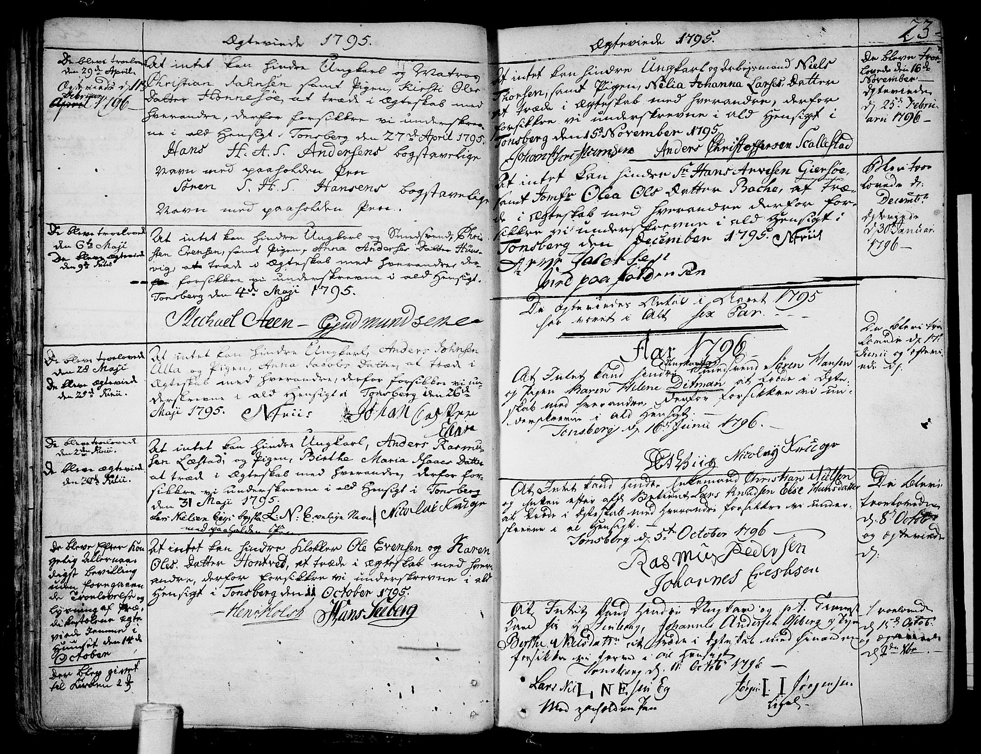 Tønsberg kirkebøker, AV/SAKO-A-330/F/Fa/L0002: Parish register (official) no. I 2, 1760-1796, p. 23