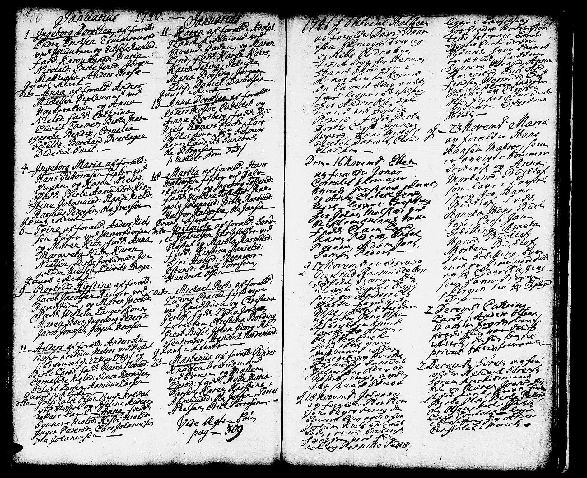 Domkirken sokneprestembete, SAB/A-74801/H/Haa/L0002: Parish register (official) no. A 2, 1733-1750, p. 300-301