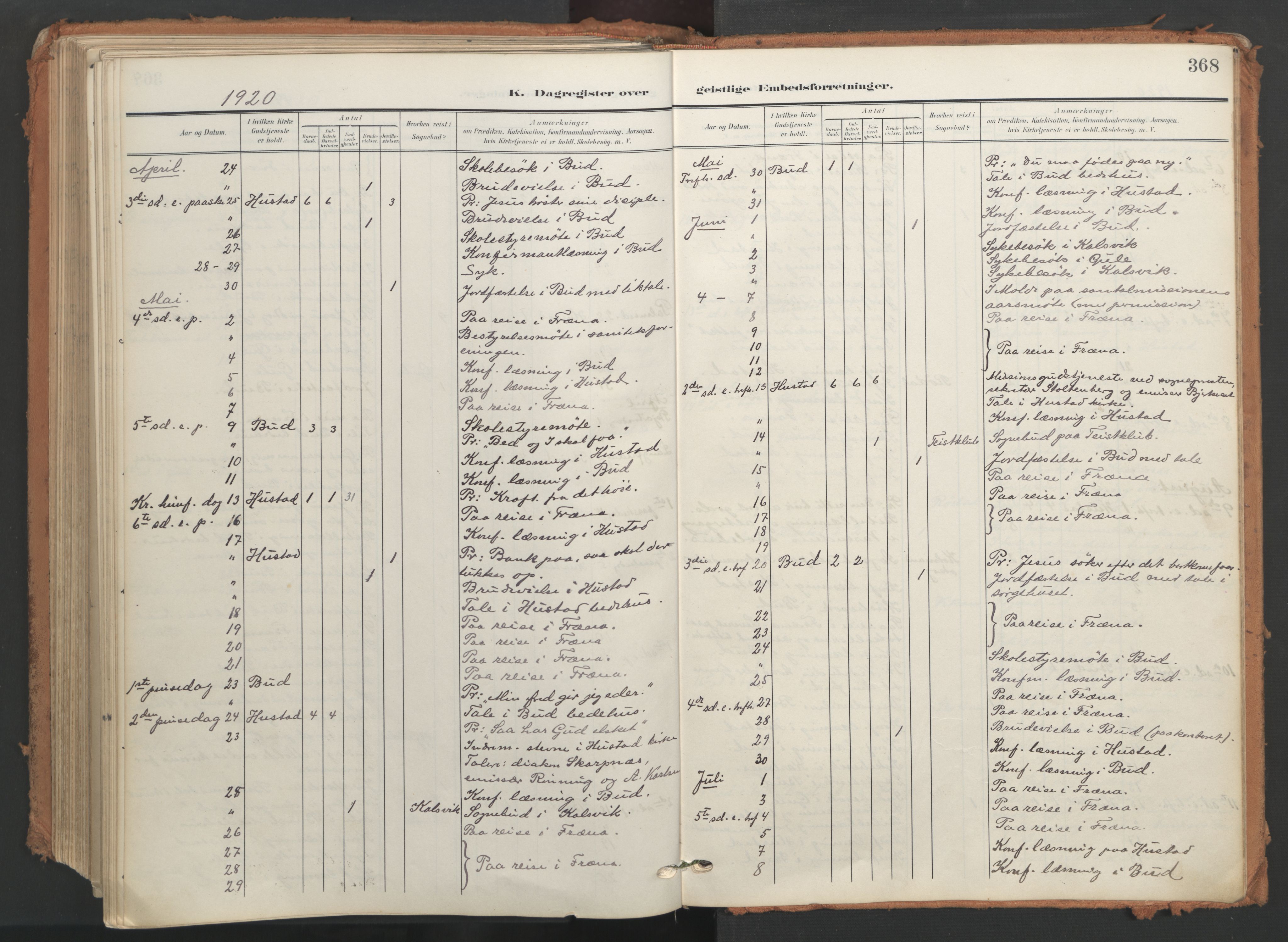 Ministerialprotokoller, klokkerbøker og fødselsregistre - Møre og Romsdal, AV/SAT-A-1454/566/L0771: Parish register (official) no. 566A10, 1904-1929, p. 368