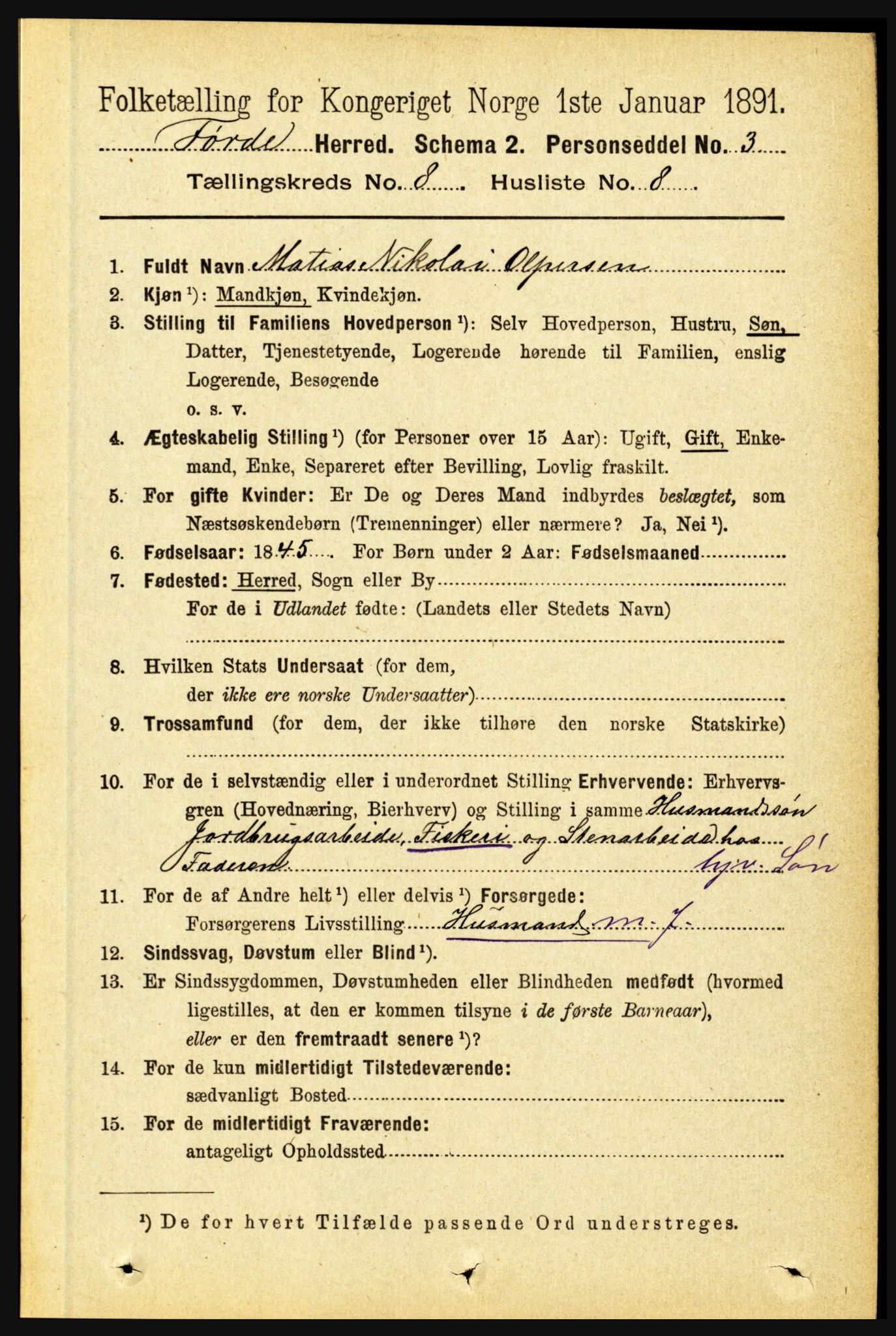 RA, 1891 census for 1432 Førde, 1891, p. 2928