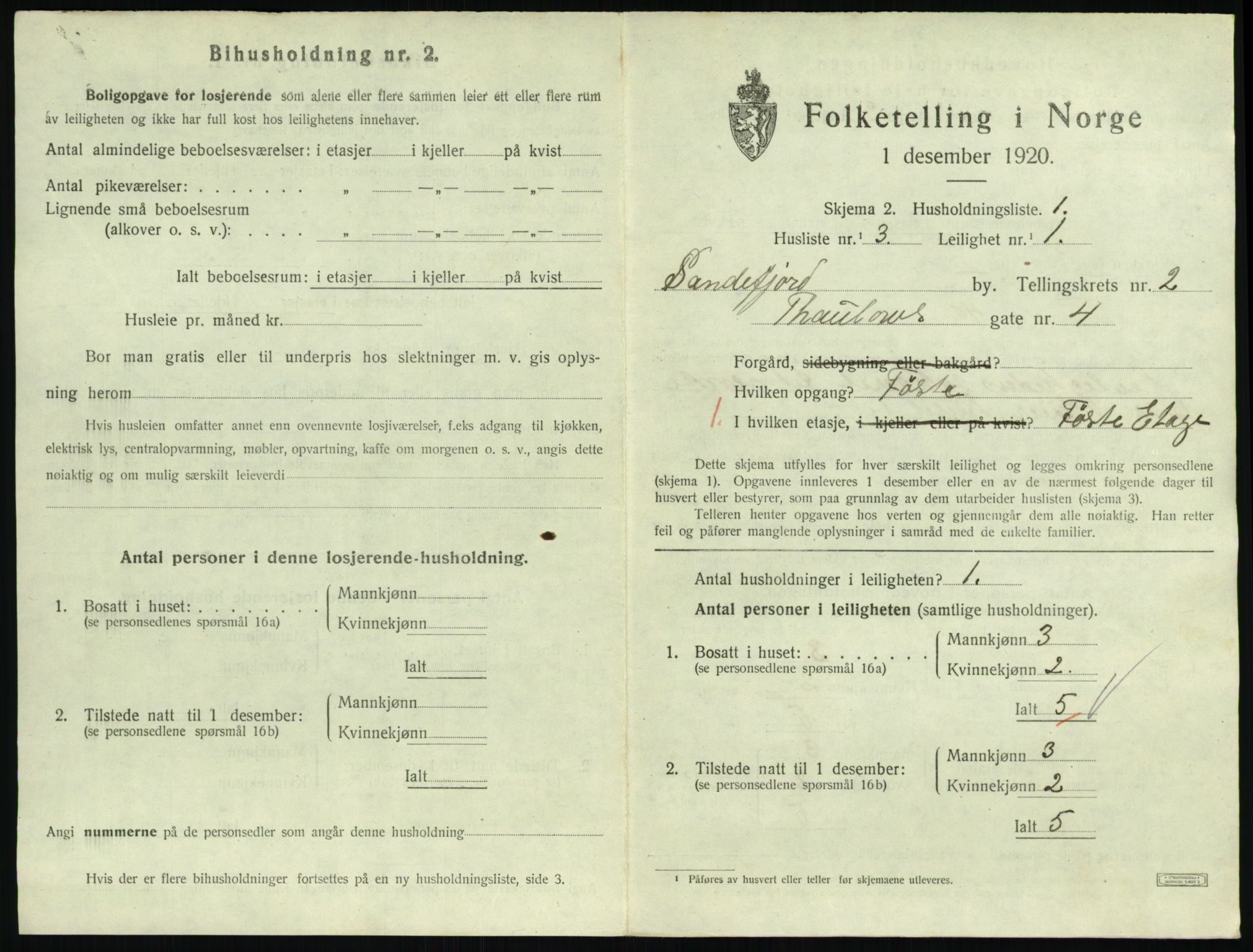 SAKO, 1920 census for Sandefjord, 1920, p. 1592