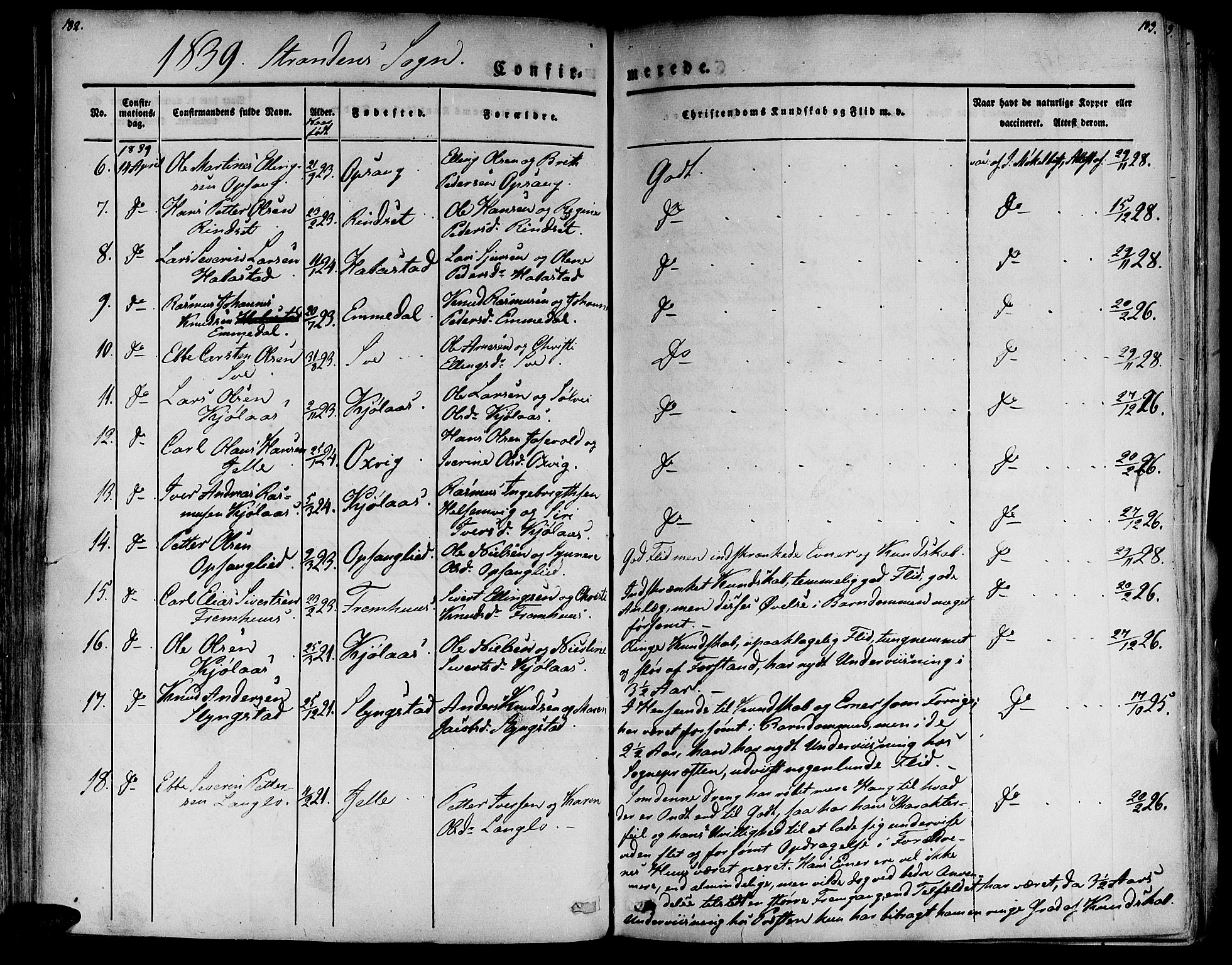 Ministerialprotokoller, klokkerbøker og fødselsregistre - Møre og Romsdal, AV/SAT-A-1454/520/L0274: Parish register (official) no. 520A04, 1827-1864, p. 182-183