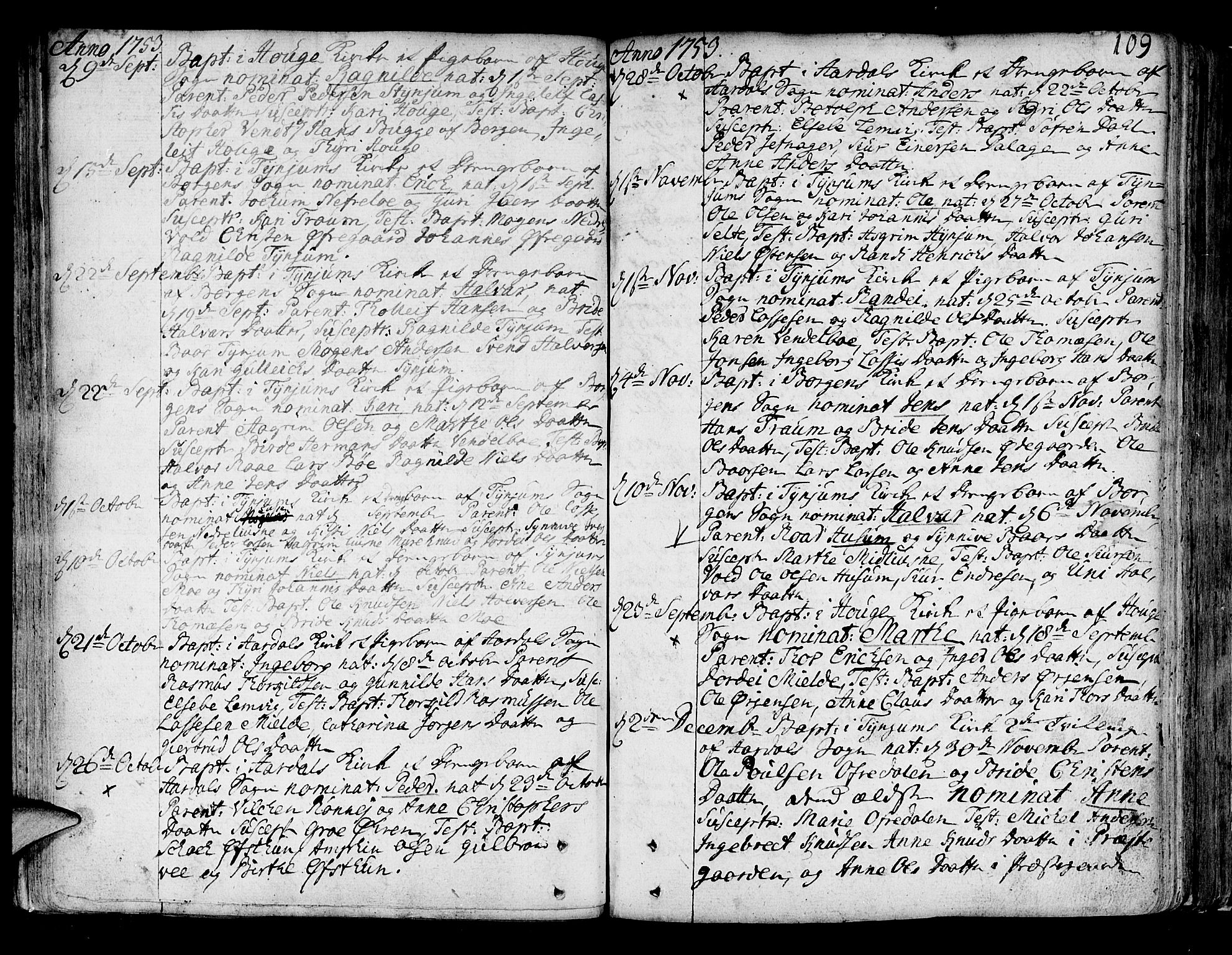 Lærdal sokneprestembete, SAB/A-81201: Parish register (official) no. A 2, 1752-1782, p. 109