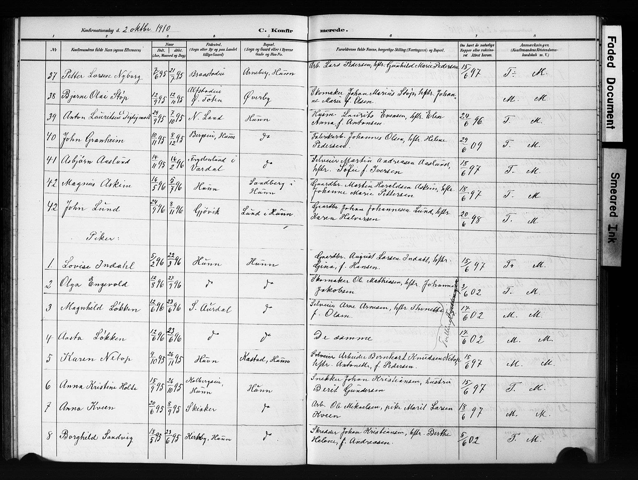 Vardal prestekontor, SAH/PREST-100/H/Ha/Hab/L0013: Parish register (copy) no. 13, 1904-1915