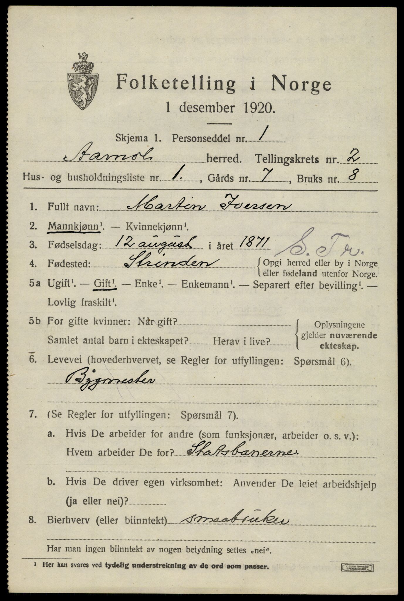 SAH, 1920 census for Åmot, 1920, p. 2071