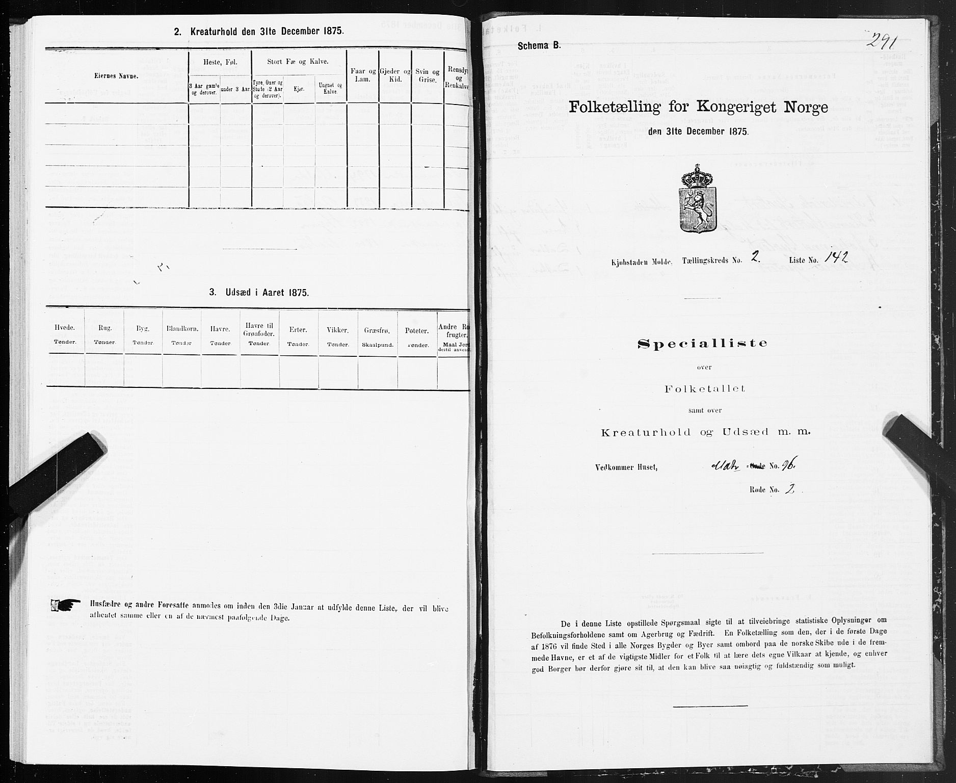 SAT, 1875 census for 1502P Molde, 1875, p. 1291