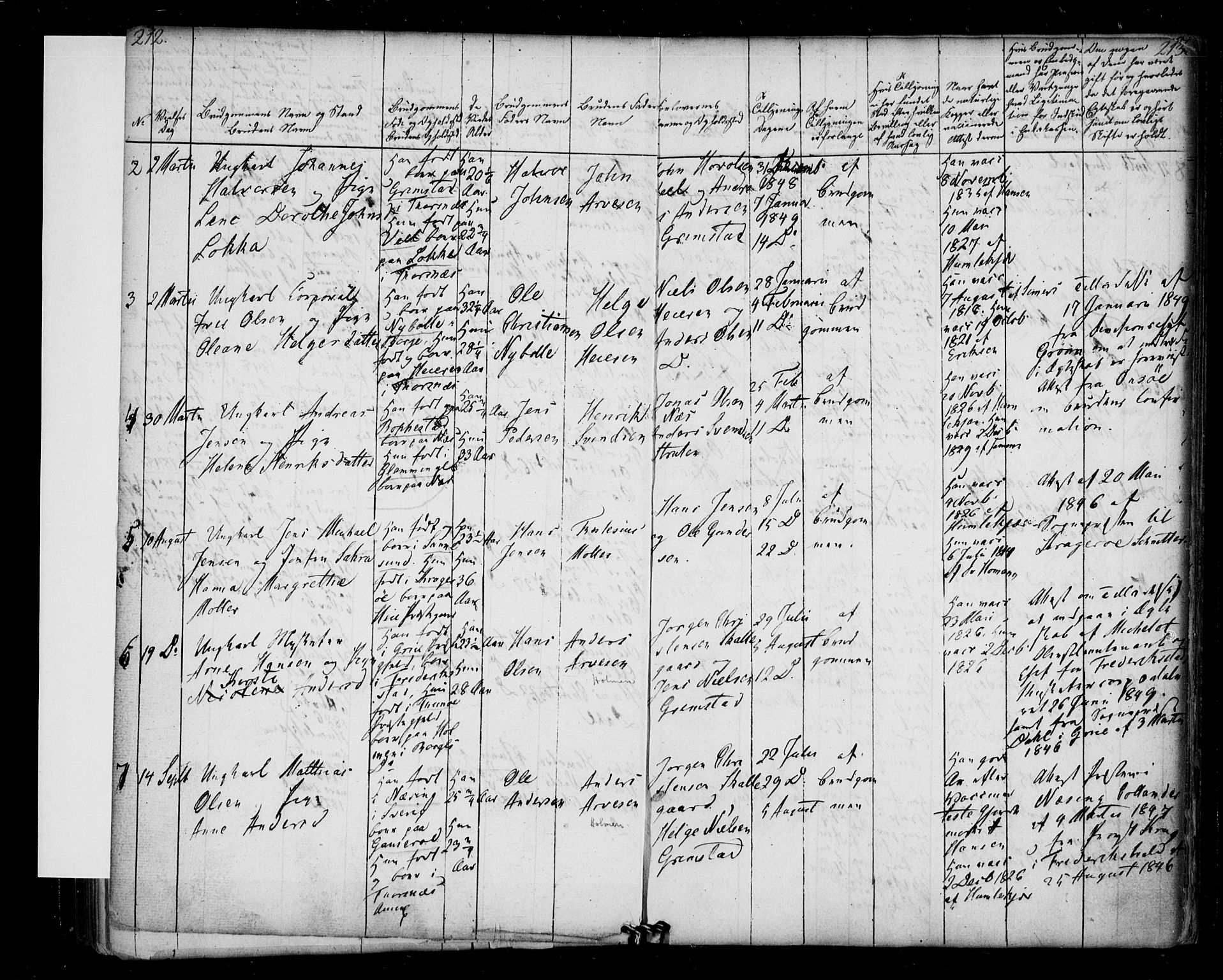 Borge prestekontor Kirkebøker, AV/SAO-A-10903/F/Fb/L0001: Parish register (official) no. II 1, 1836-1852, p. 212-213