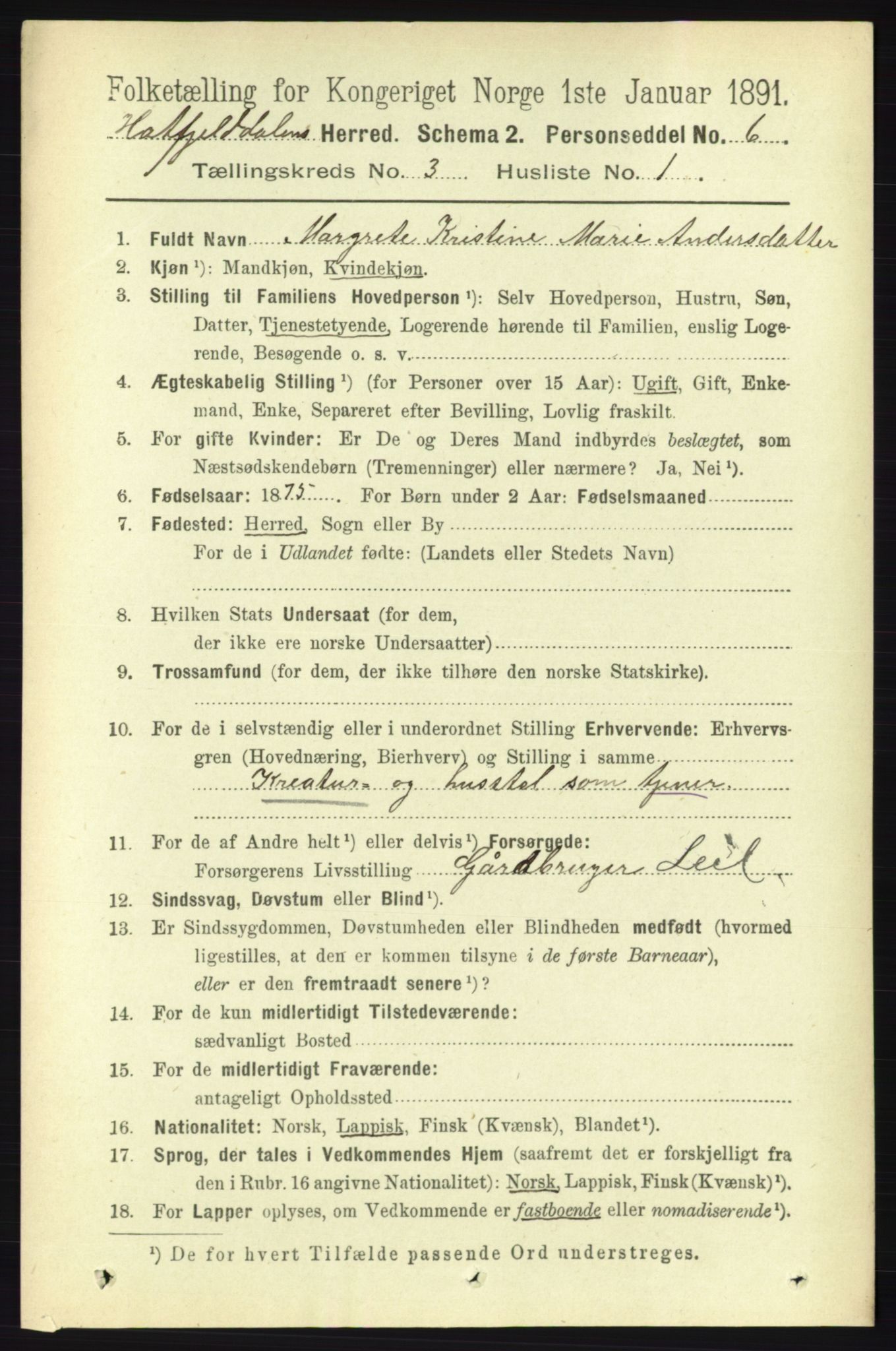 RA, 1891 census for 1826 Hattfjelldal, 1891, p. 638