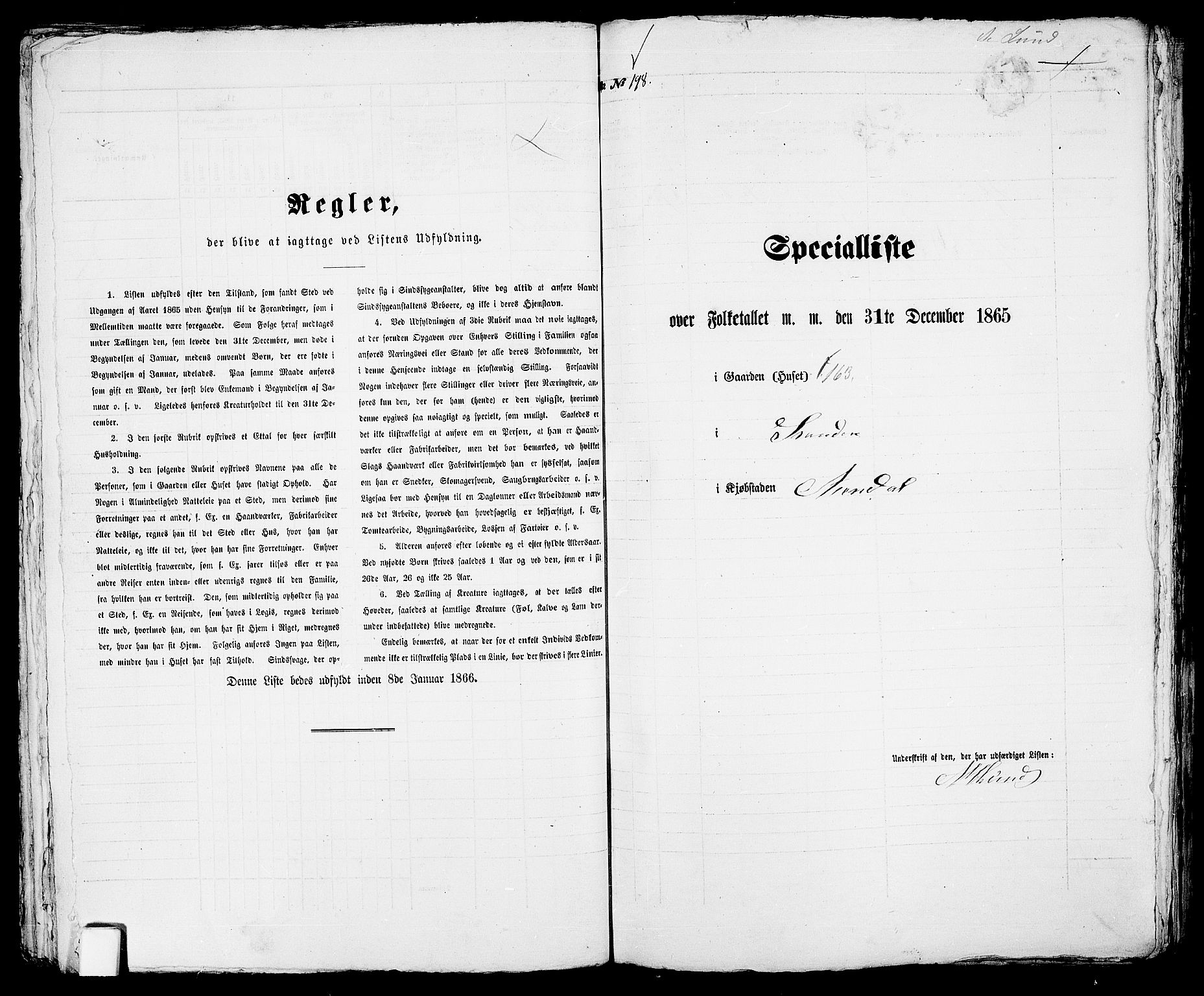 RA, 1865 census for Arendal, 1865, p. 403